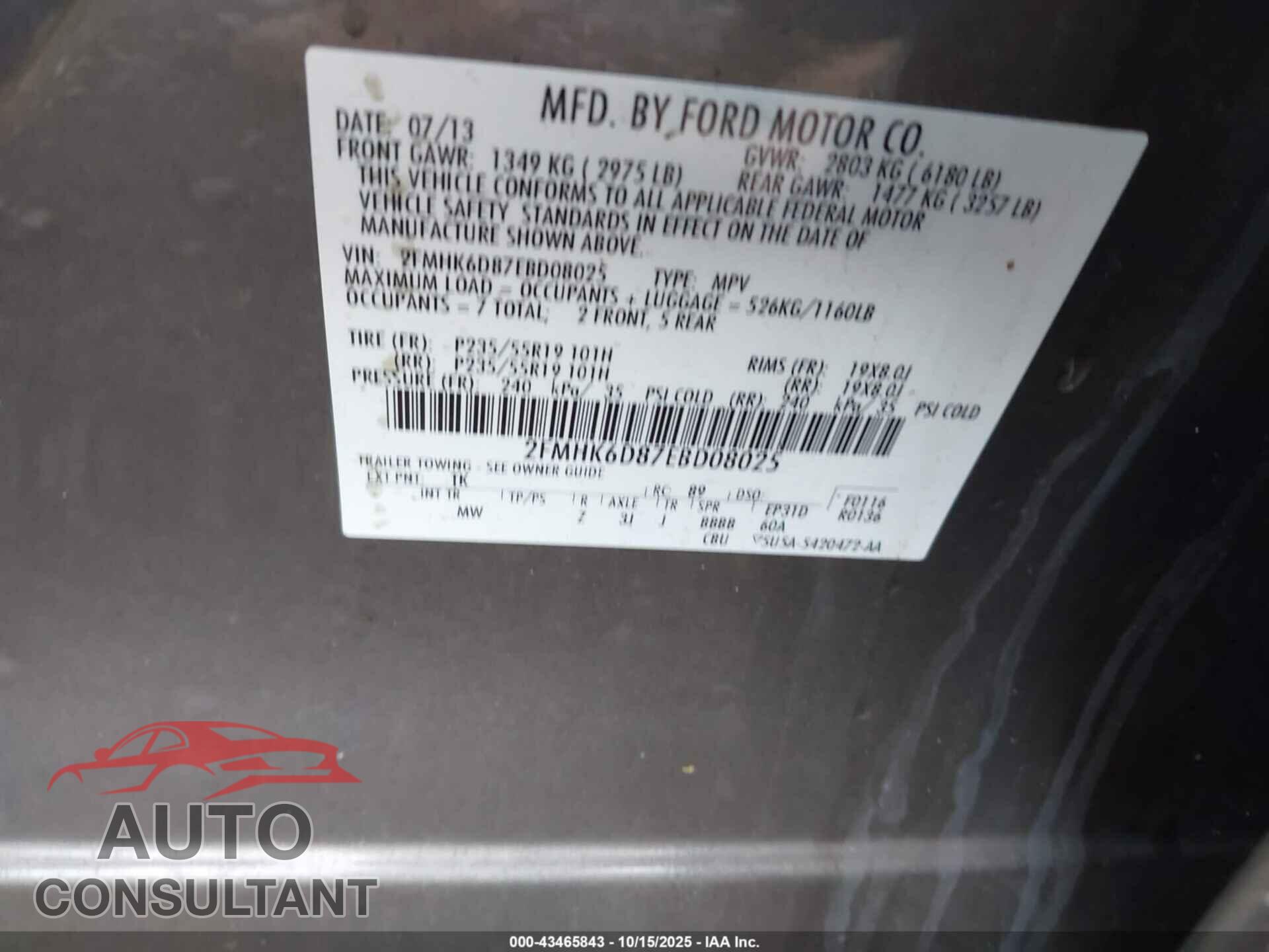 FORD FLEX 2014 - 2FMHK6D87EBD08025