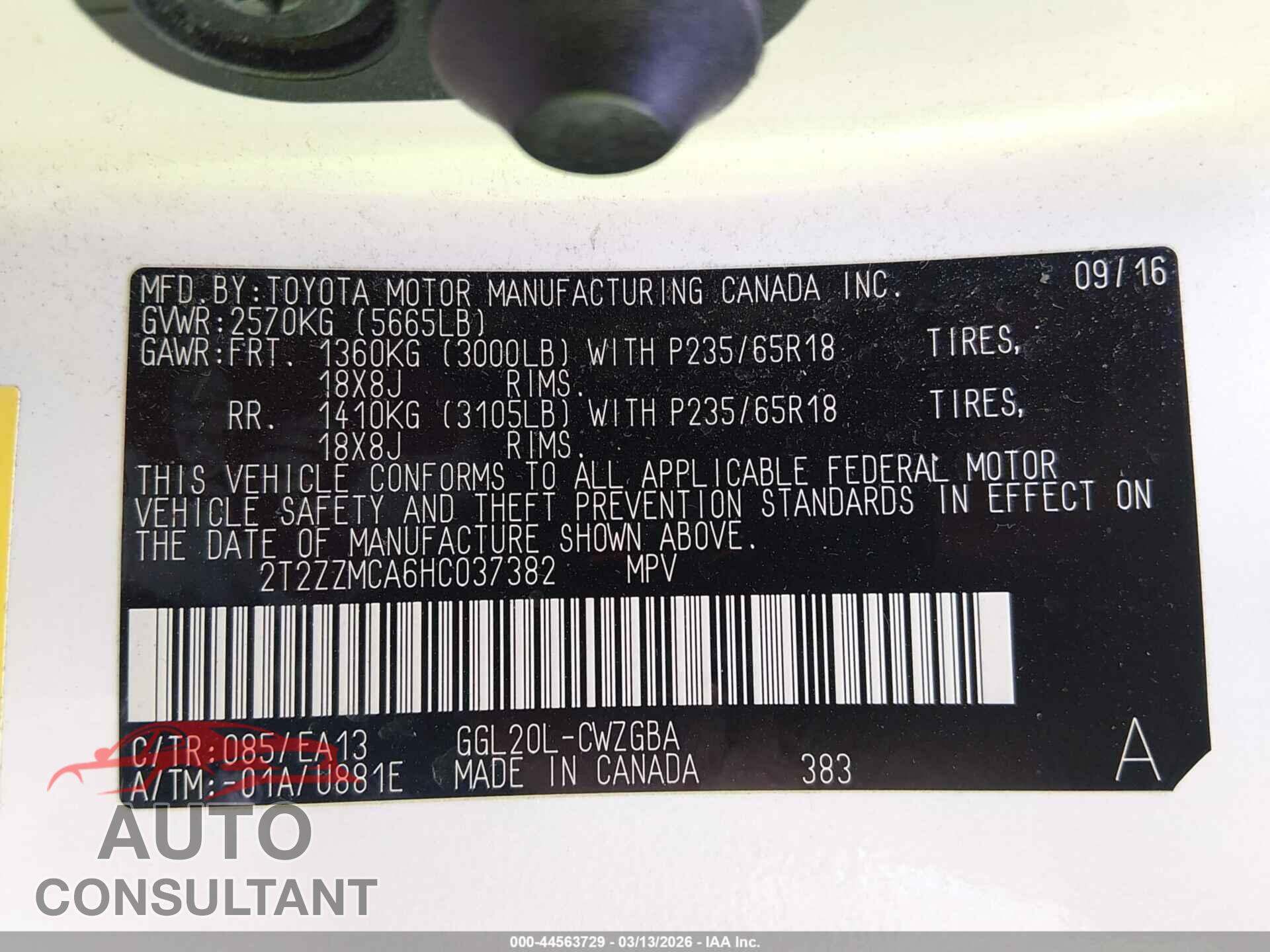 LEXUS RX 350 2017 - 2T2ZZMCA6HC037382