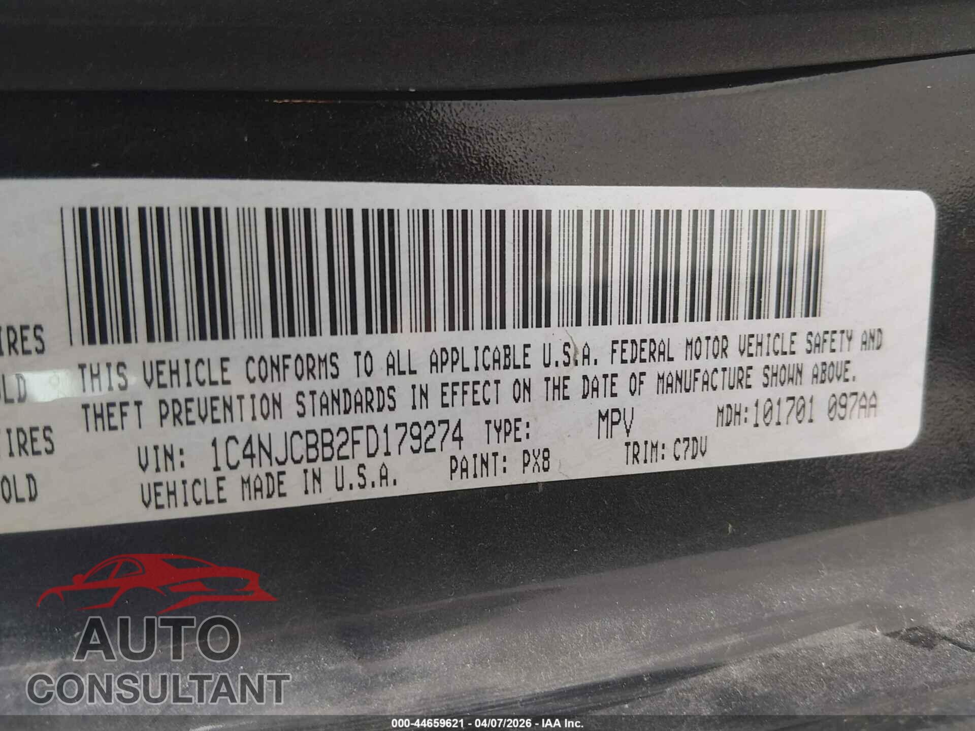 JEEP COMPASS 2015 - 1C4NJCBB2FD179274