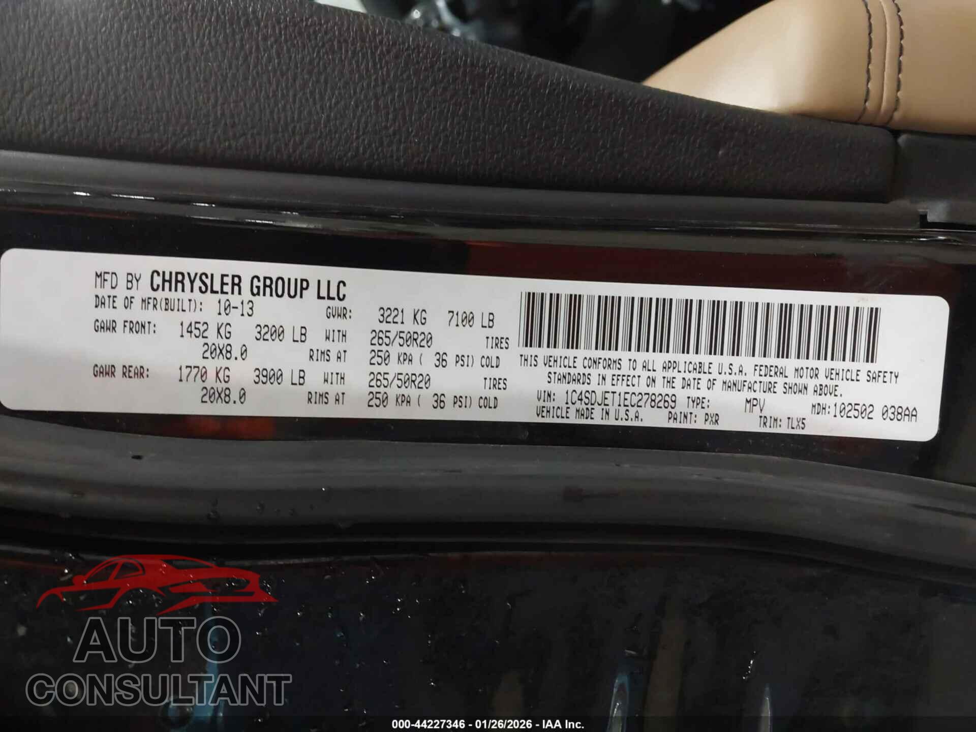 DODGE DURANGO 2014 - 1C4SDJET1EC278269