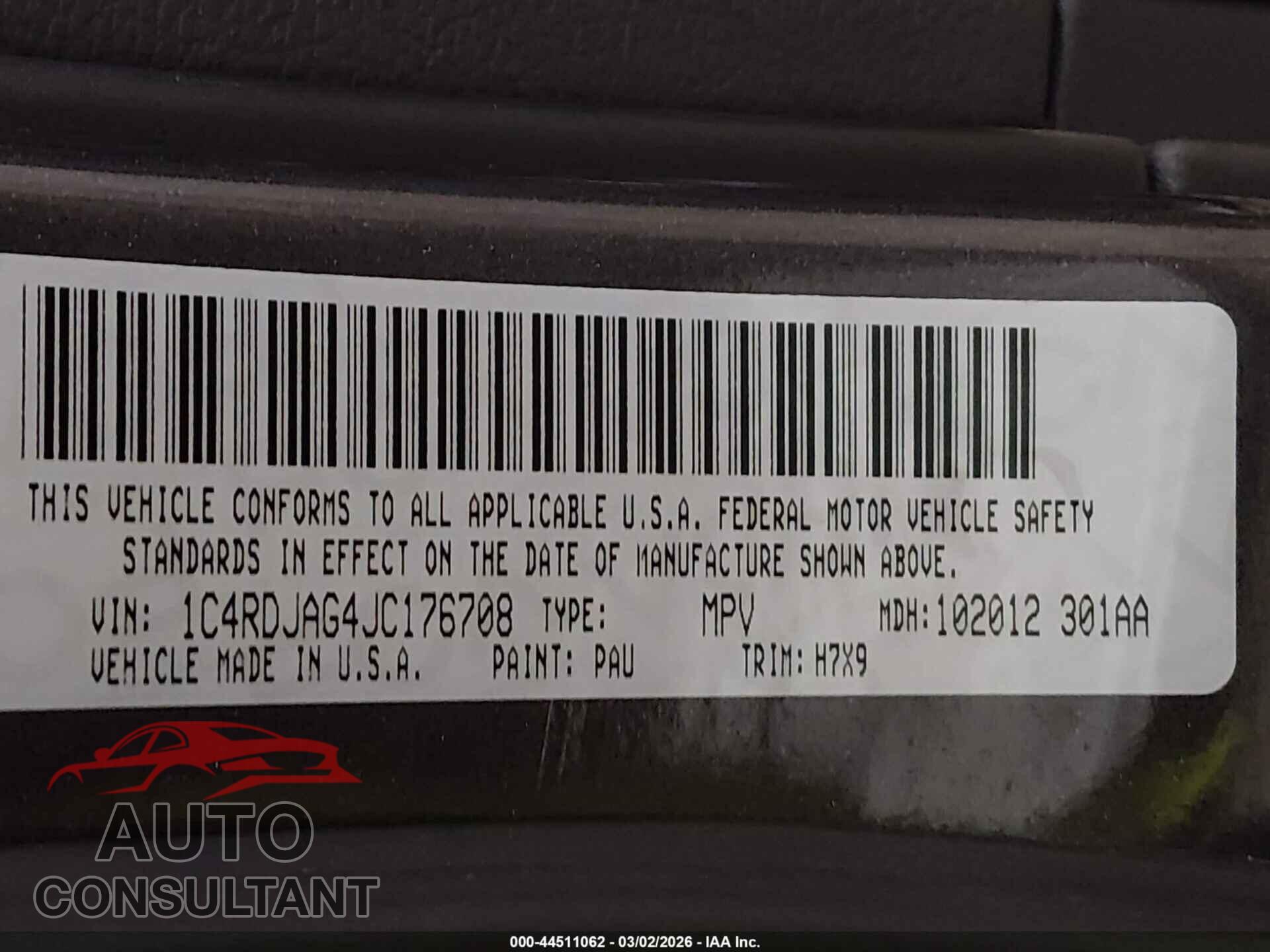 DODGE DURANGO 2018 - 1C4RDJAG4JC176708