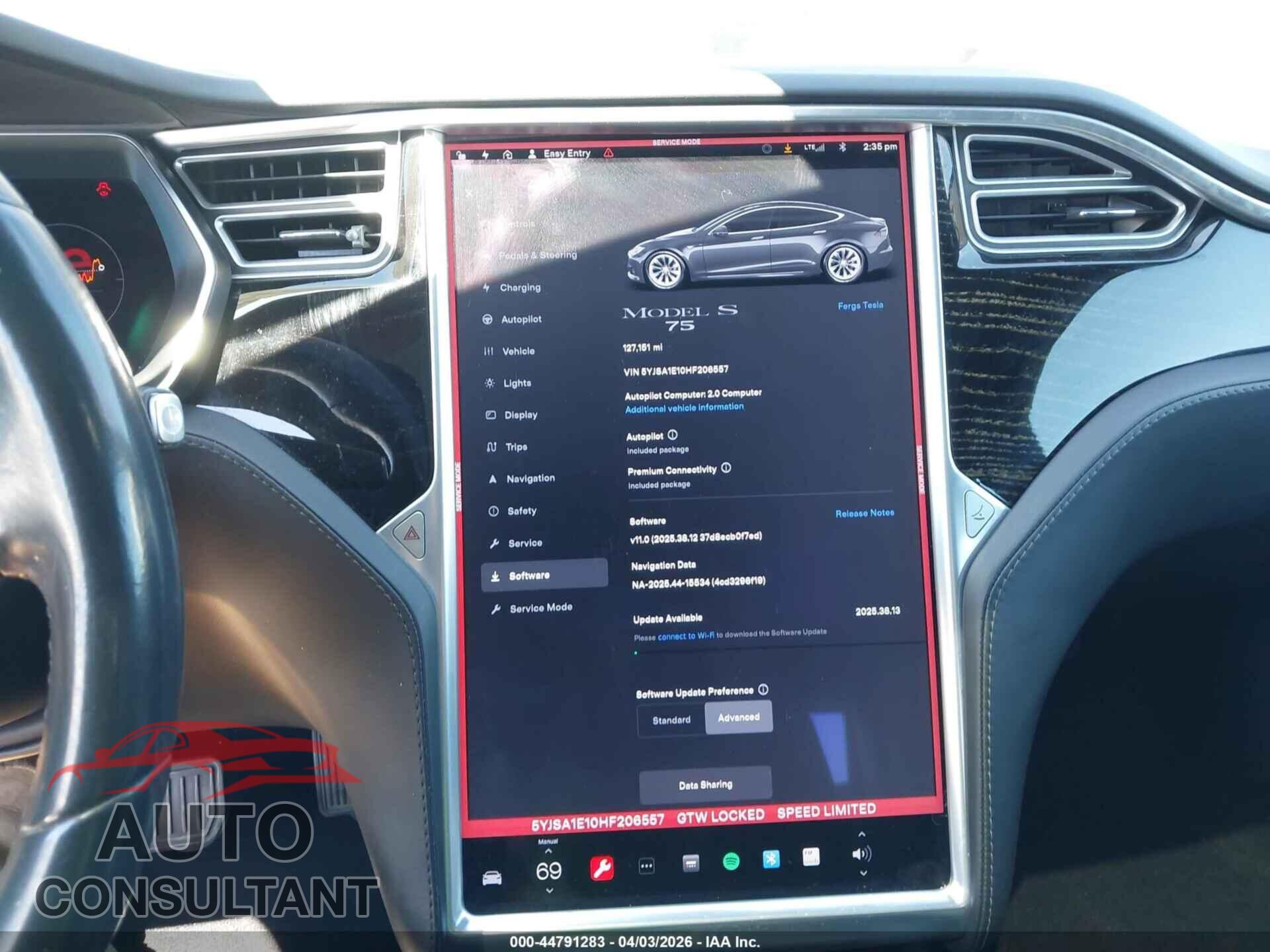 TESLA MODEL S 2017 - 5YJSA1E10HF206557