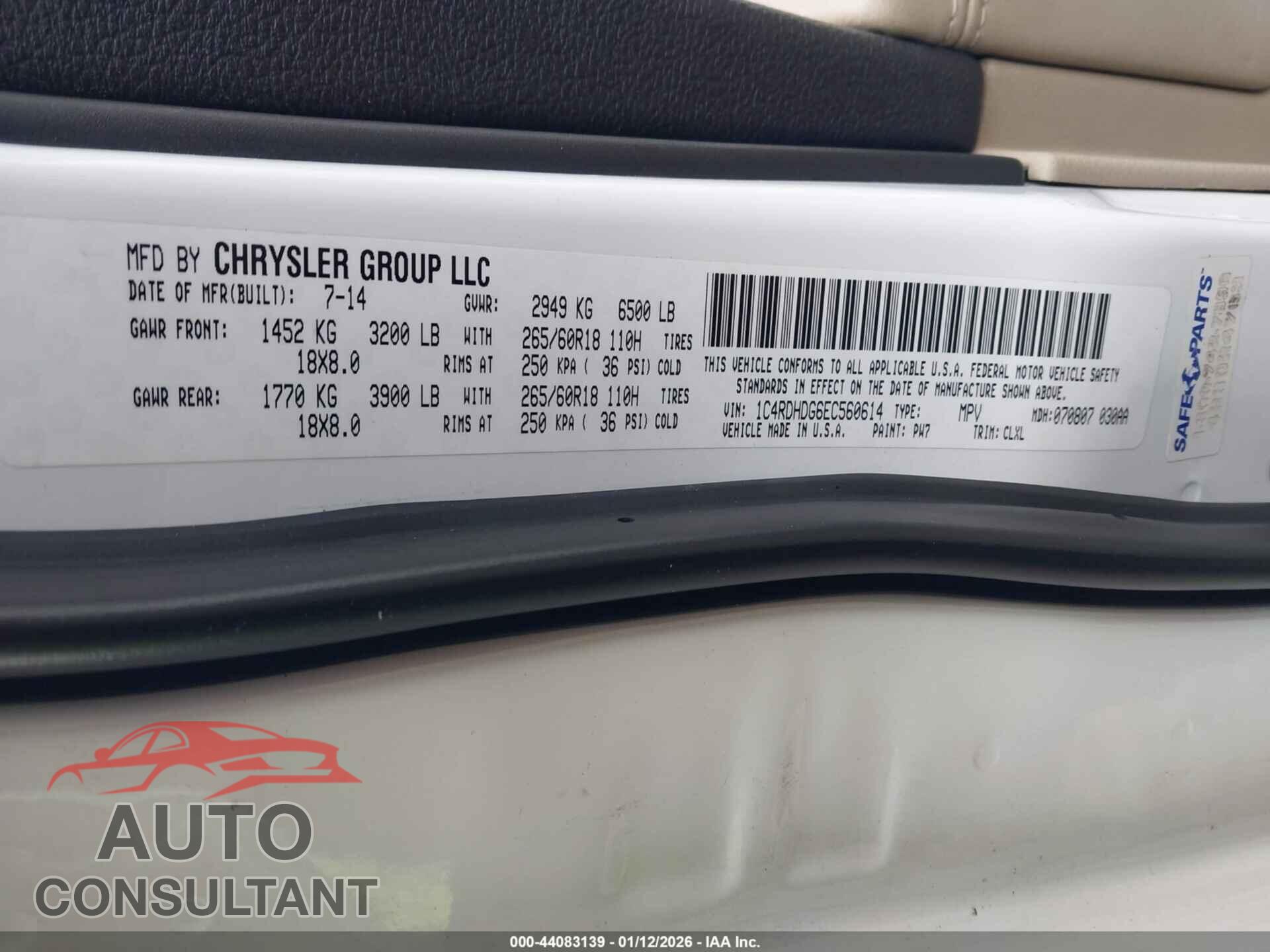 DODGE DURANGO 2014 - 1C4RDHDG6EC560614