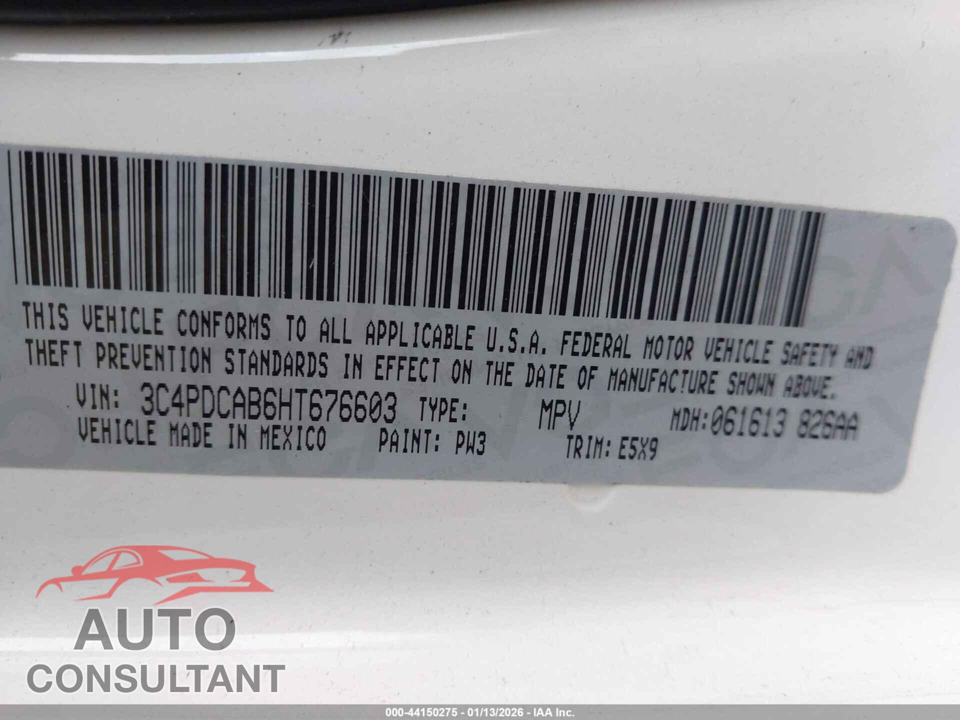 DODGE JOURNEY 2017 - 3C4PDCAB6HT676603