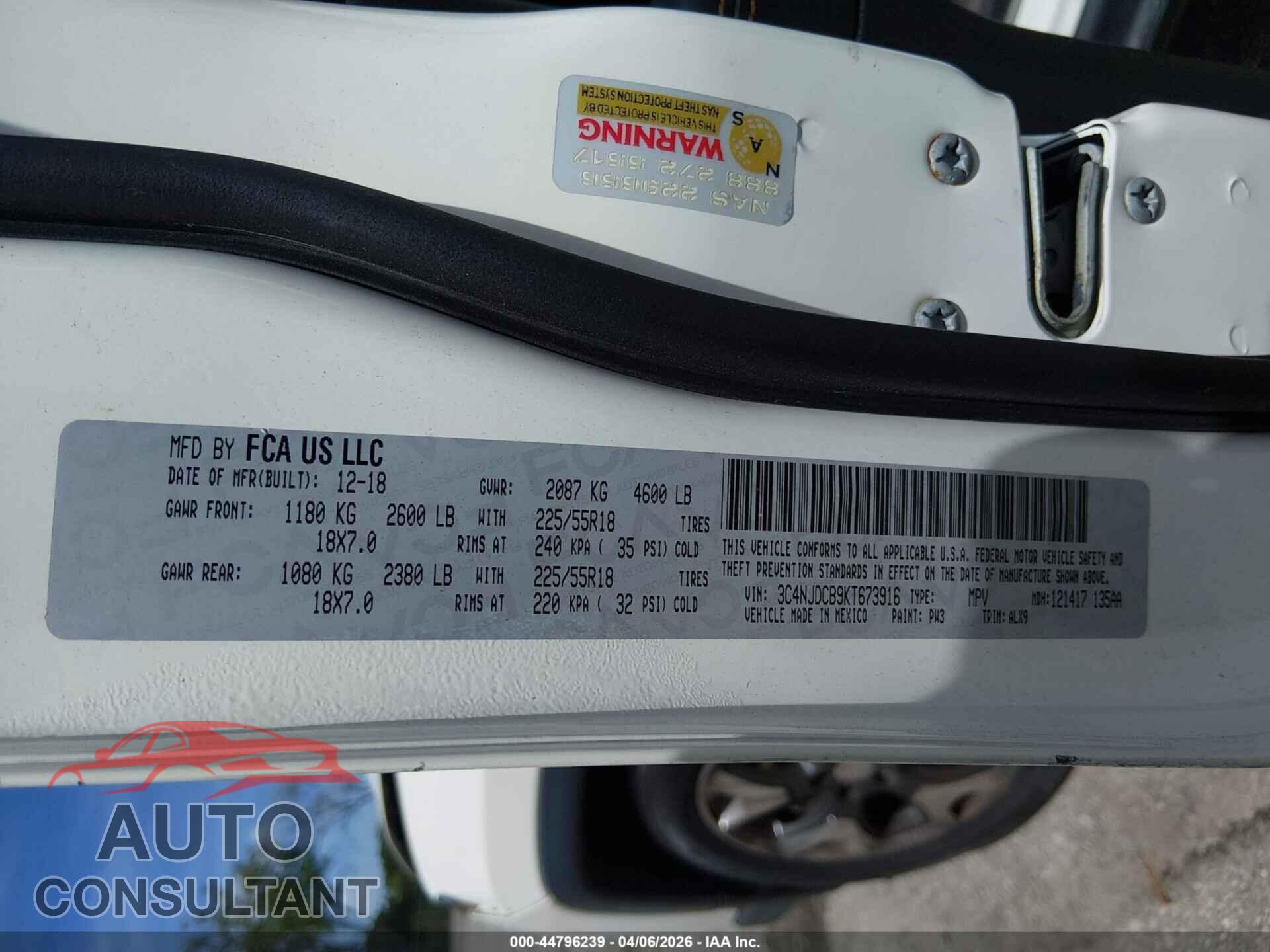 JEEP COMPASS 2019 - 3C4NJDCB9KT673916