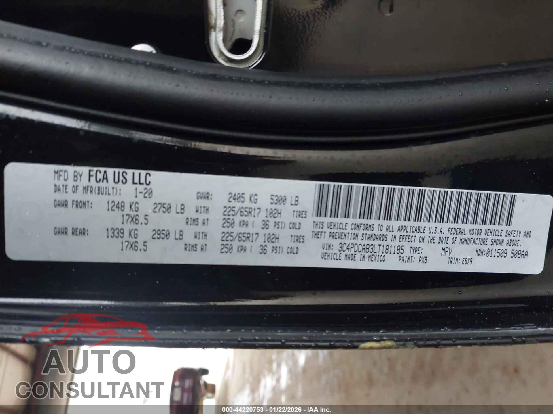 DODGE JOURNEY 2020 - 3C4PDCAB3LT181185