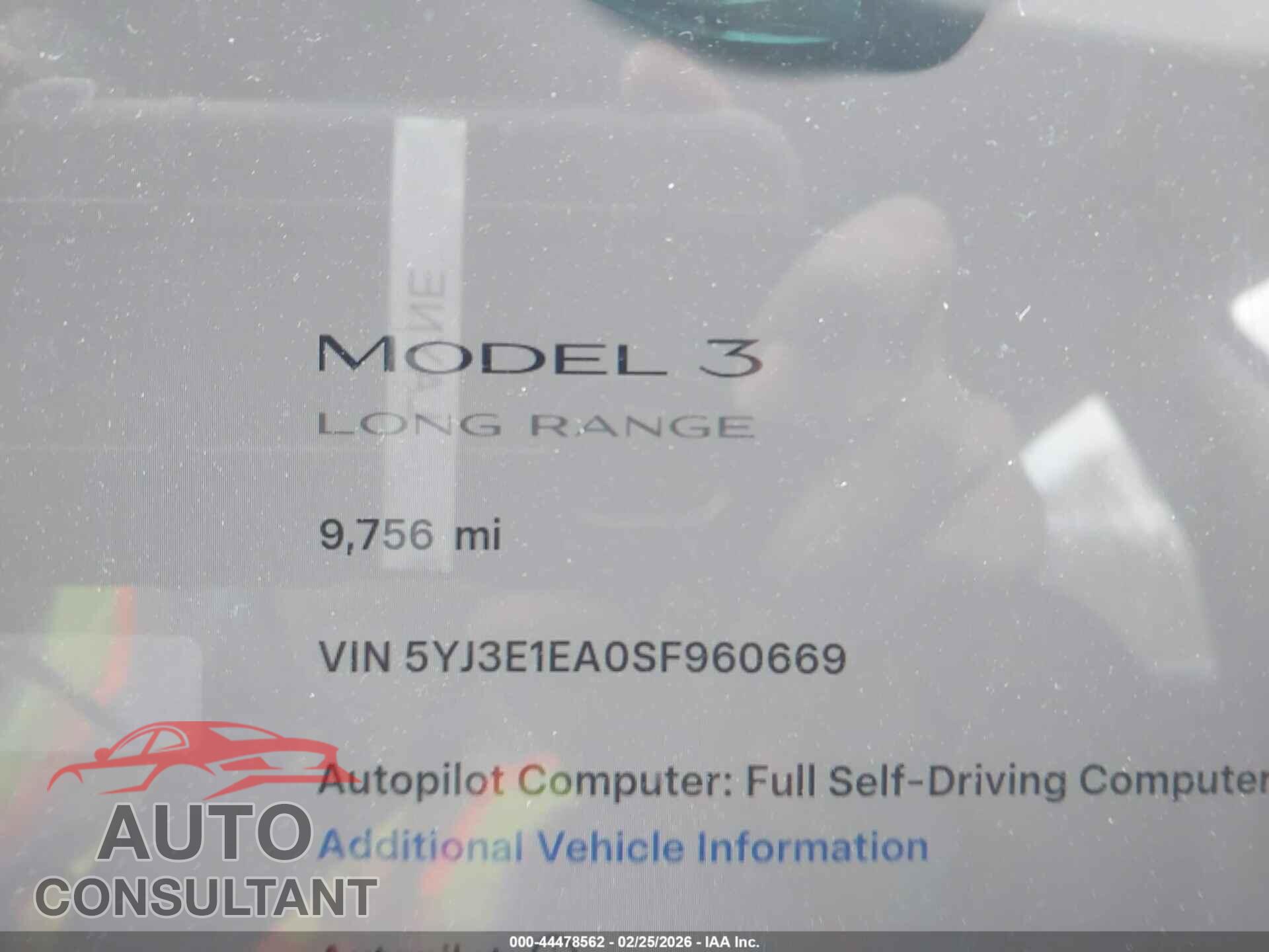 TESLA MODEL 3 2025 - 5YJ3E1EA0SF960669