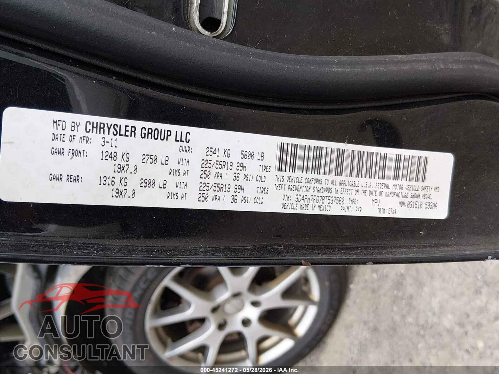 DODGE JOURNEY 2011 - 3D4PH7FG7BT537560