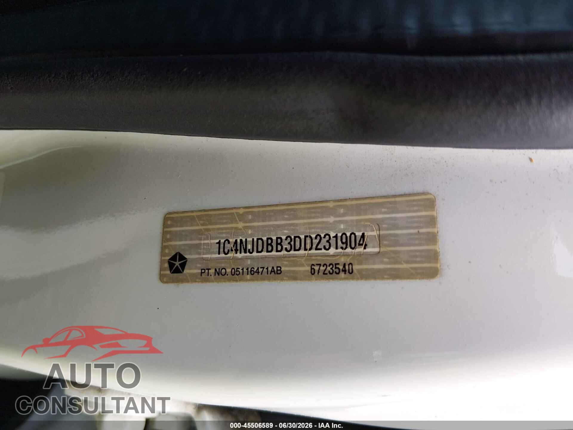 JEEP COMPASS 2013 - 1C4NJDBB3DD231904