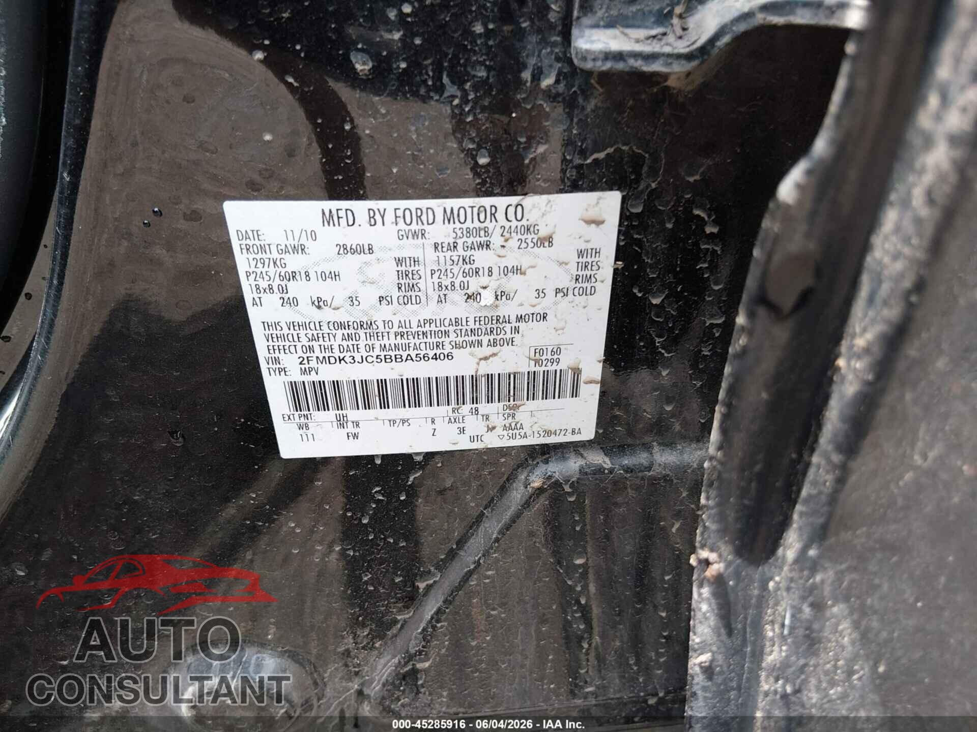FORD EDGE 2011 - 2FMDK3JC5BBA56406