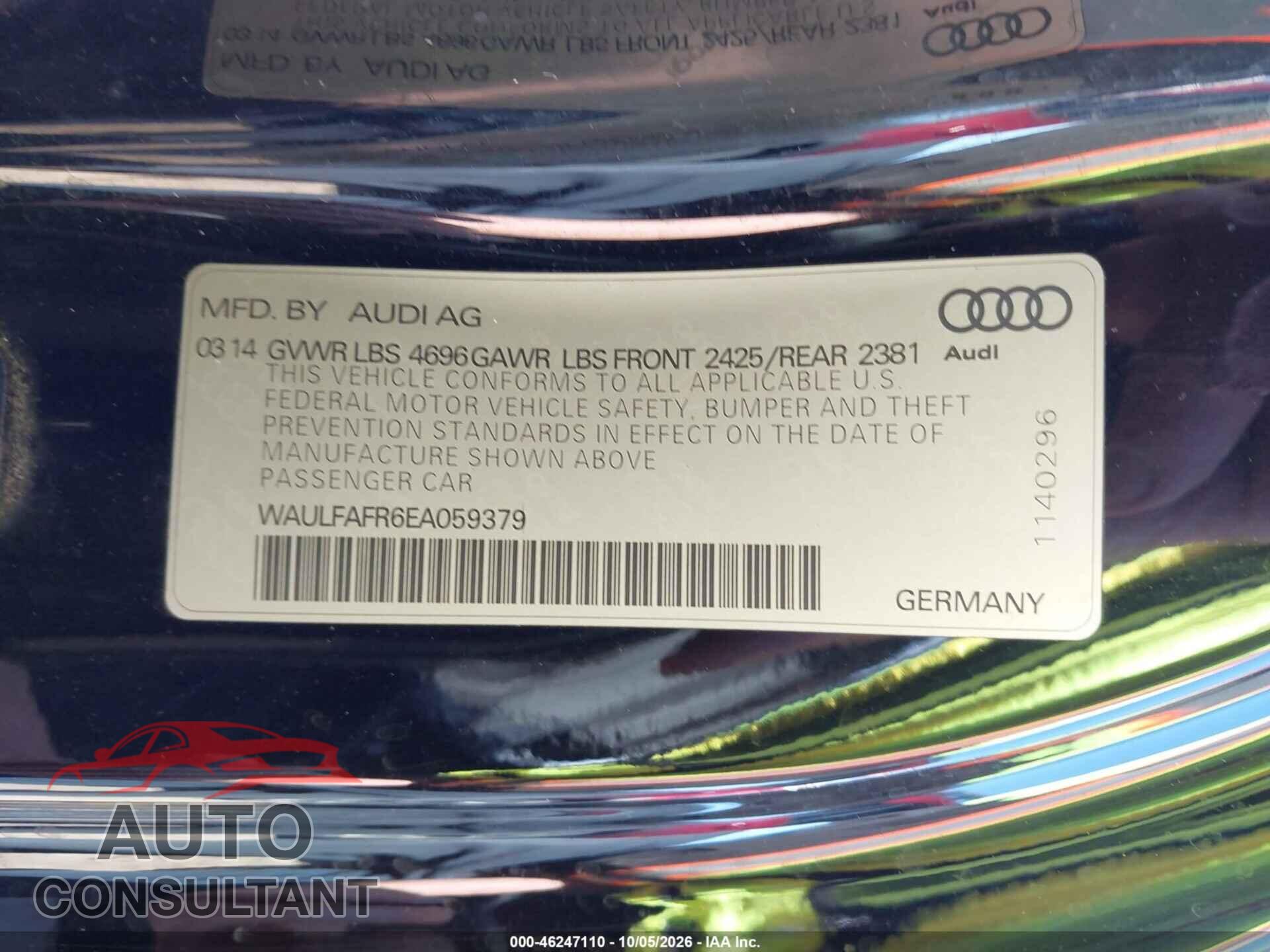 AUDI A5 2014 - WAULFAFR6EA059379