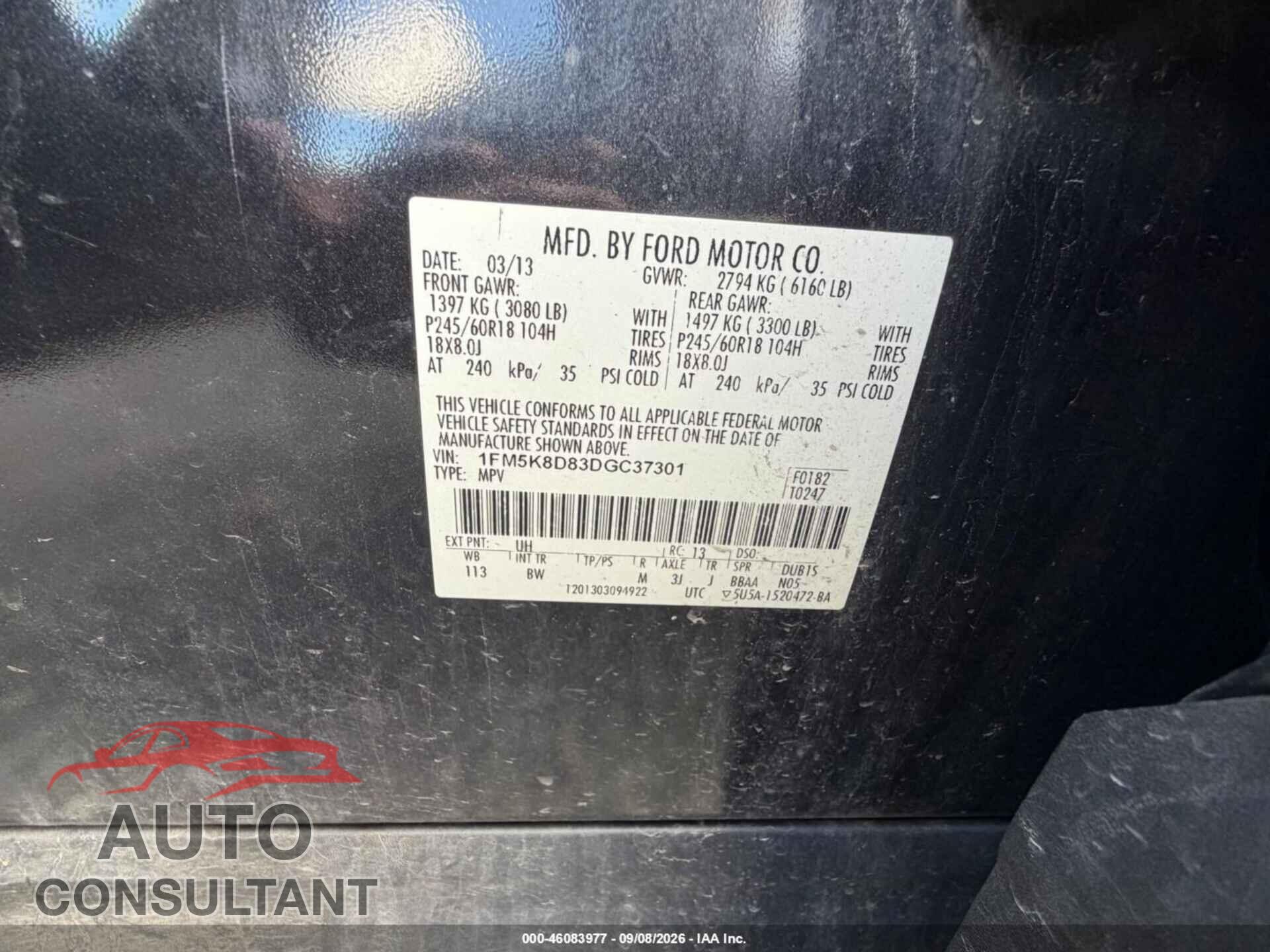 FORD EXPLORER 2013 - 1FM5K8D83DGC37301