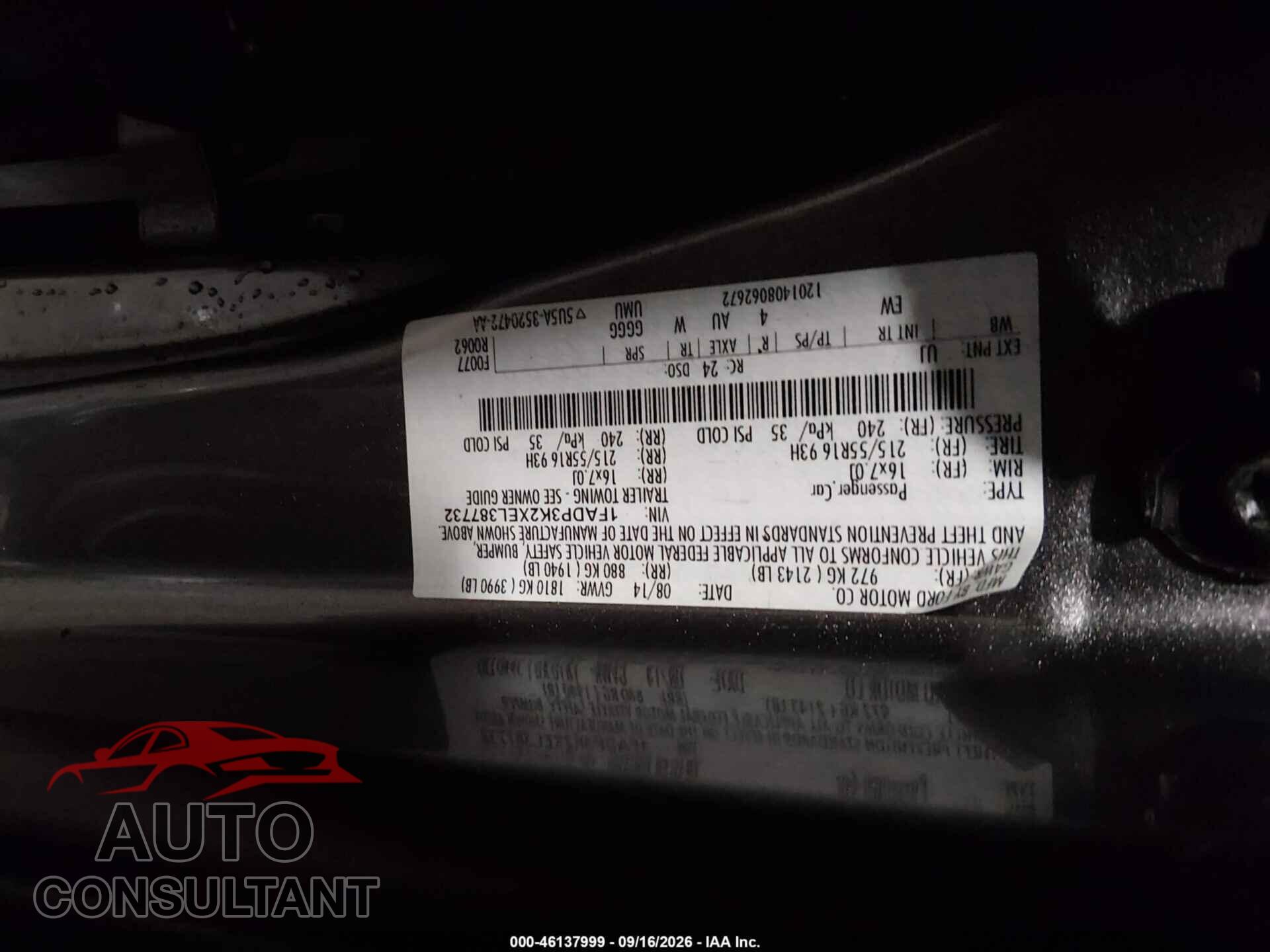 FORD FOCUS 2014 - 1FADP3K2XEL387732