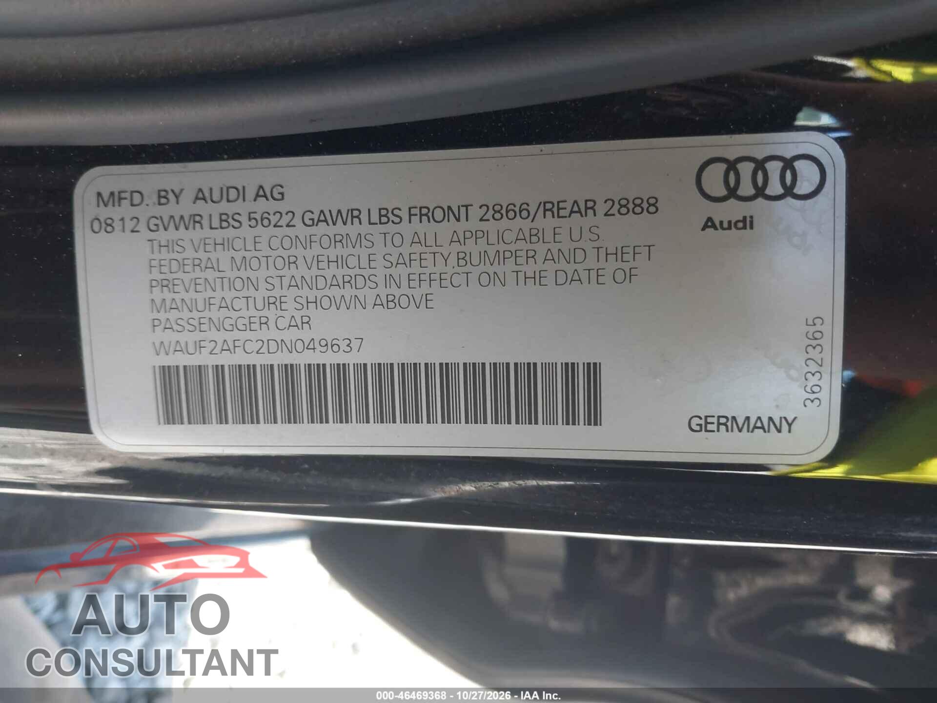 AUDI S6 2013 - WAUF2AFC2DN049637