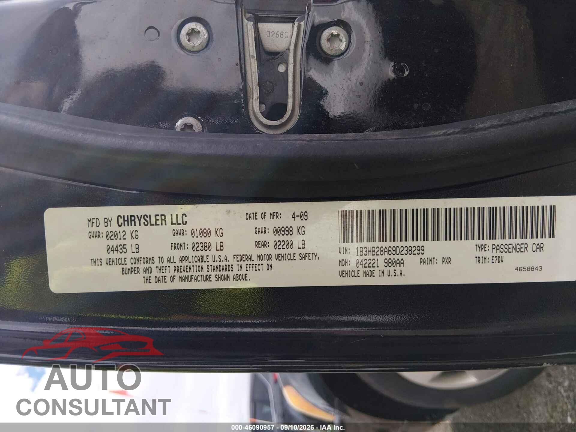 DODGE CALIBER 2009 - 1B3HB28A69D238299