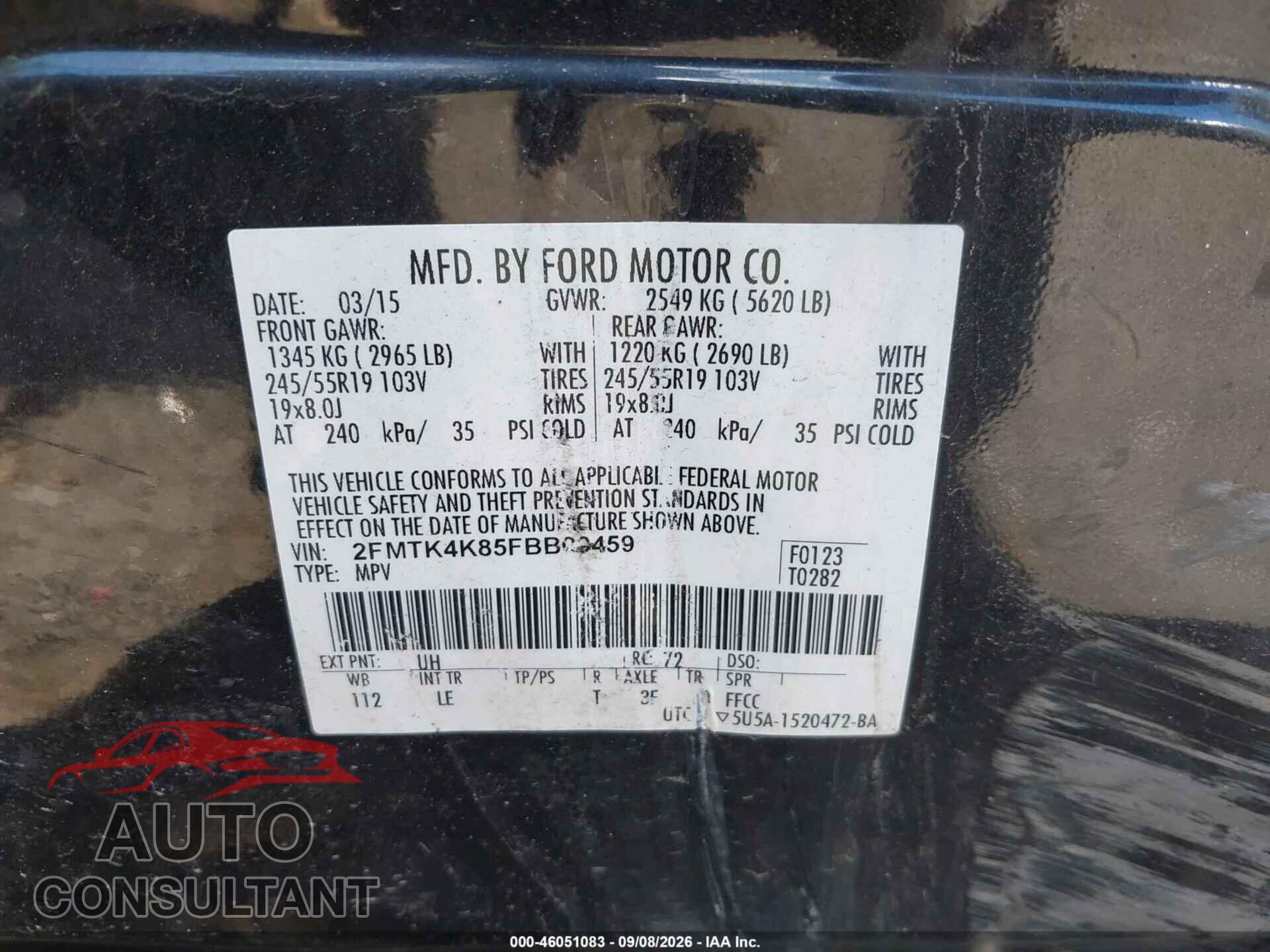 FORD EDGE 2015 - 2FMTK4K85FBB09459