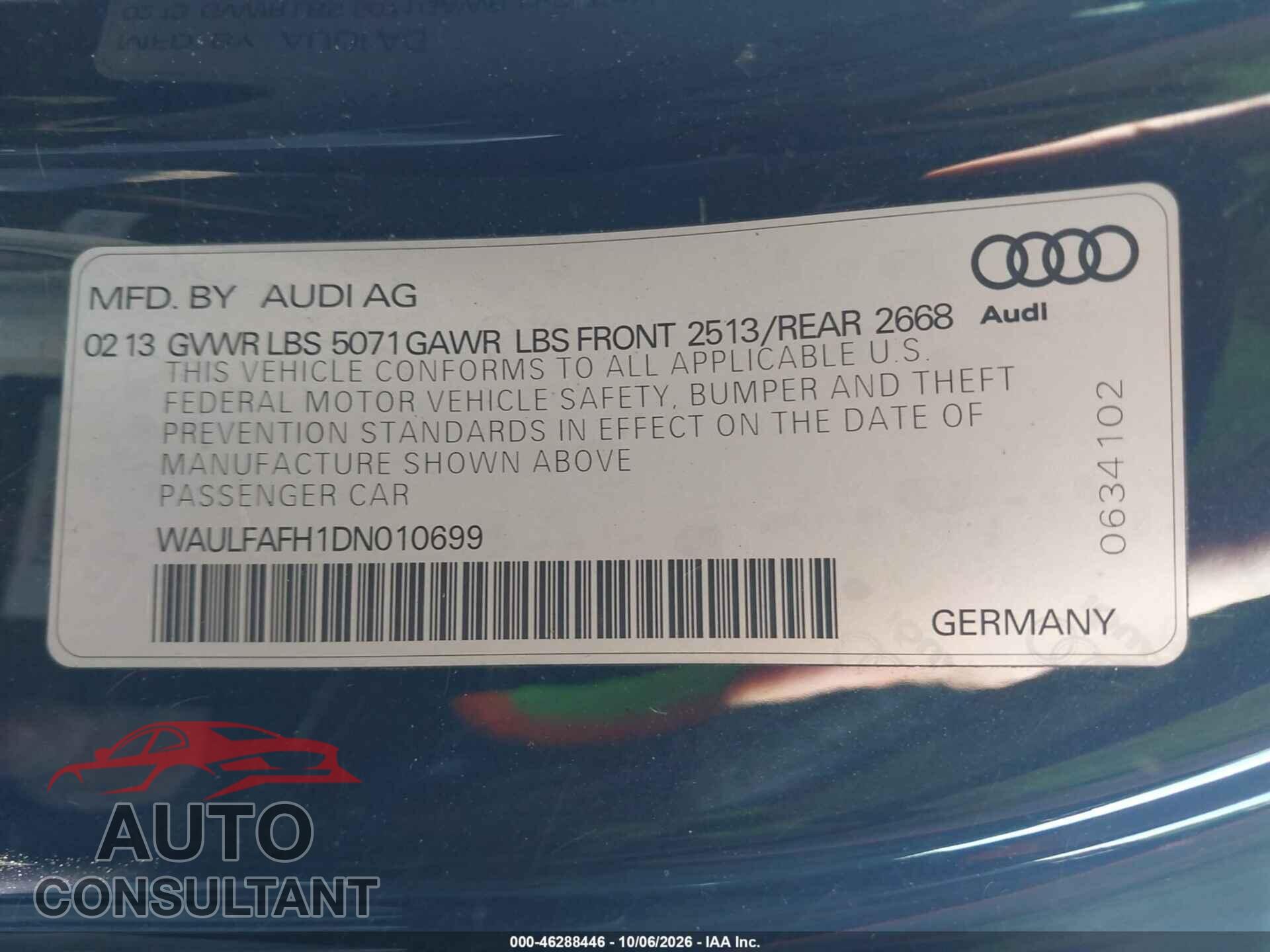 AUDI A5 2013 - WAULFAFH1DN010699