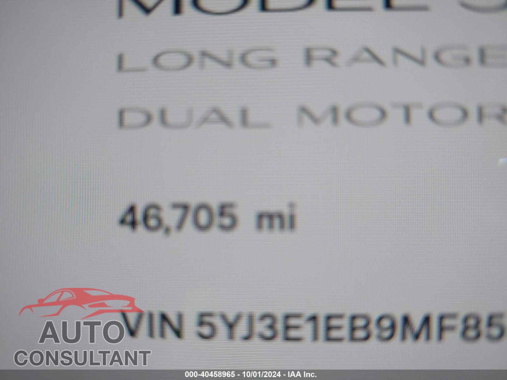 TESLA MODEL 3 2021 - 5YJ3E1EB9MF855446