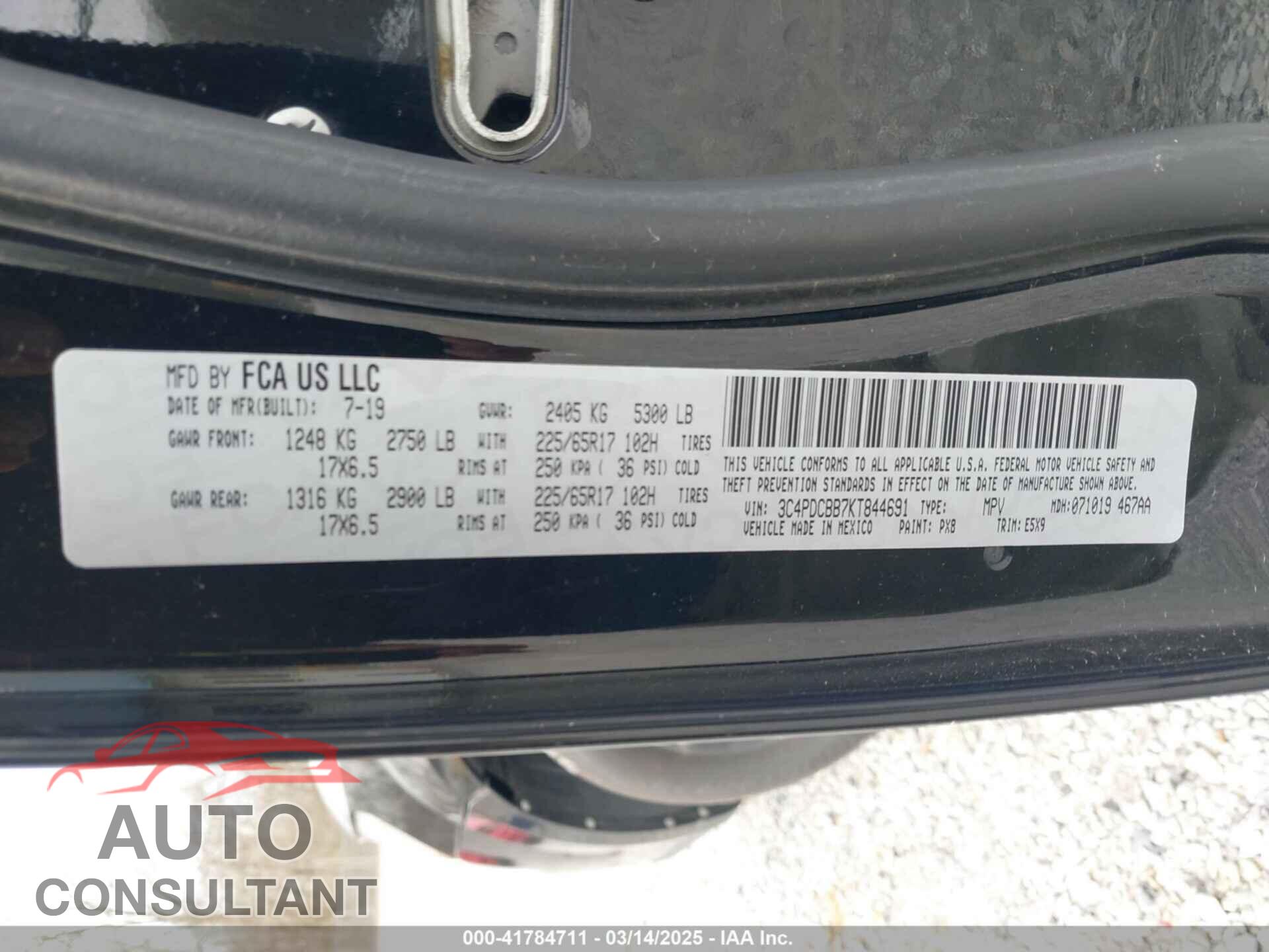 DODGE JOURNEY 2019 - 3C4PDCBB7KT844691