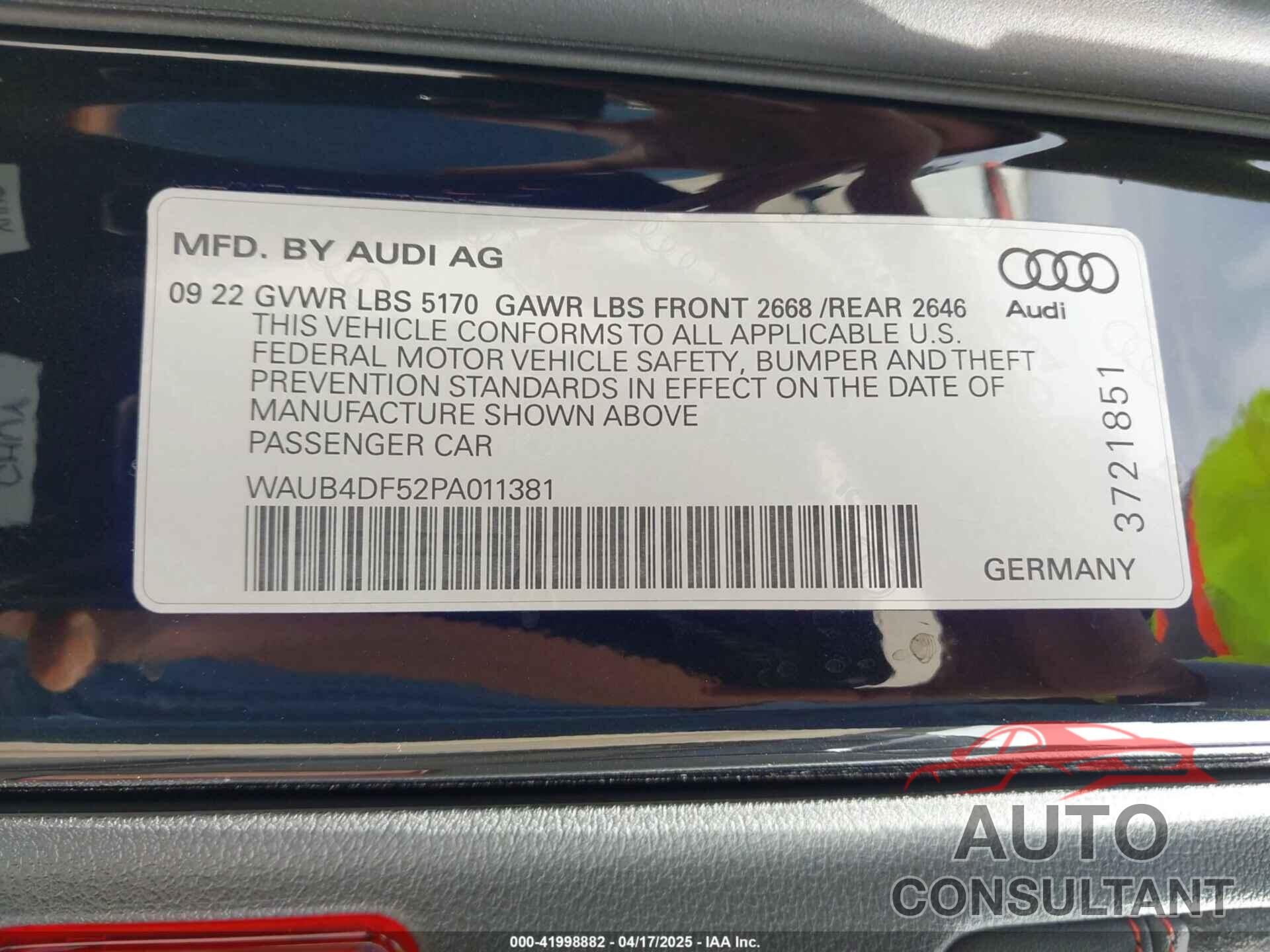 AUDI S5 SPORTBACK 2023 - WAUB4DF52PA011381