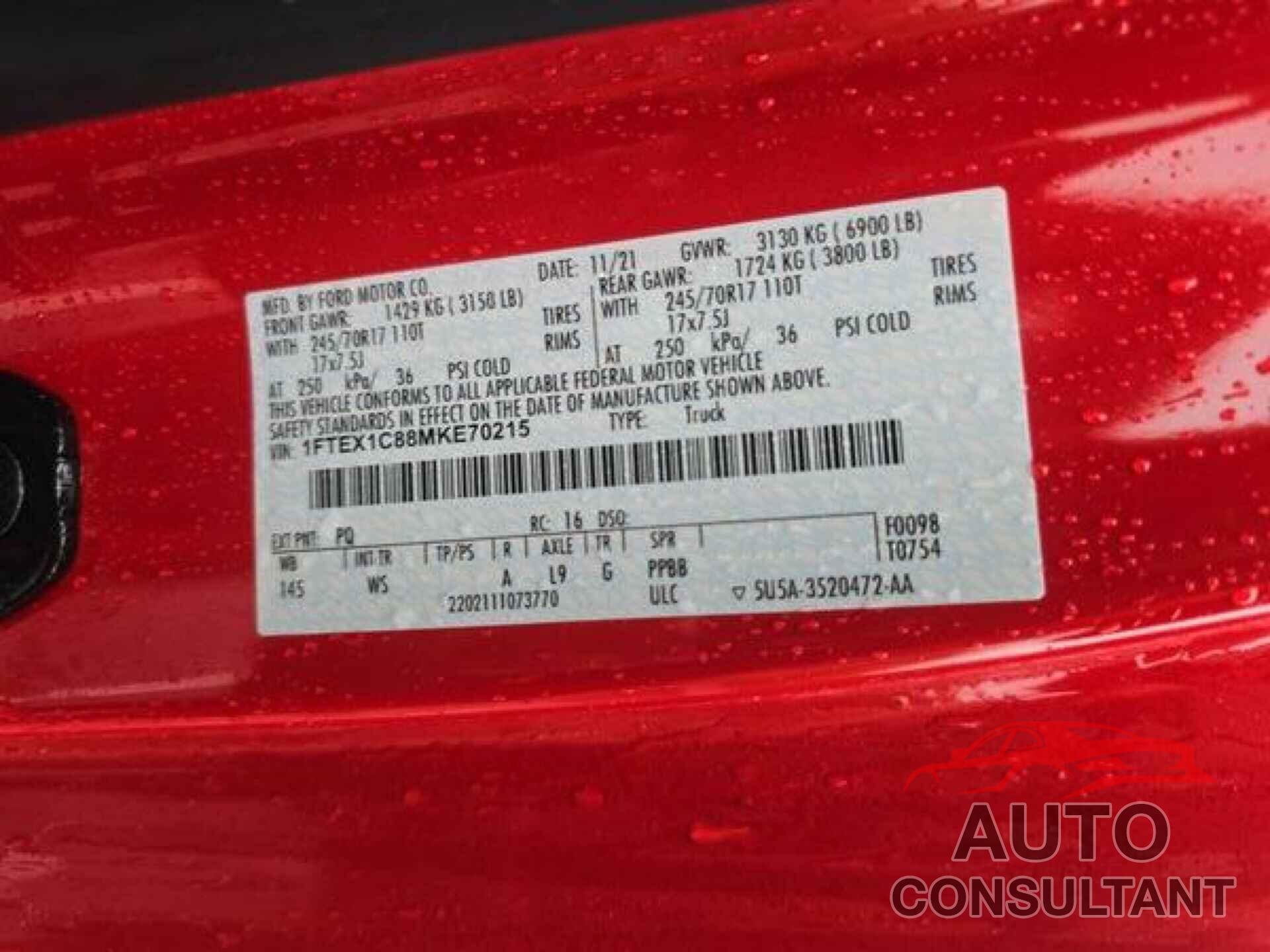 FORD F150 2021 - 1FTEX1C88MKE70215
