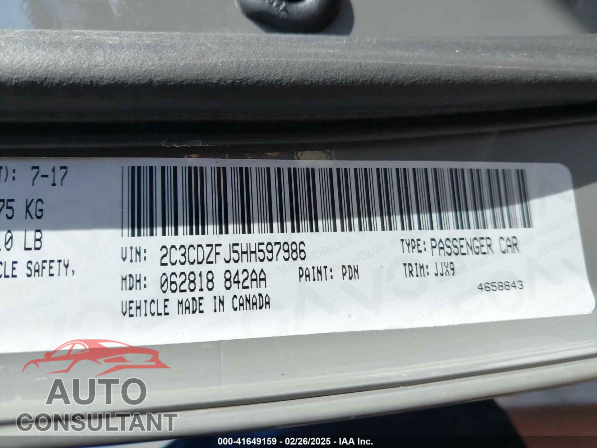 DODGE CHALLENGER 2017 - 2C3CDZFJ5HH597986