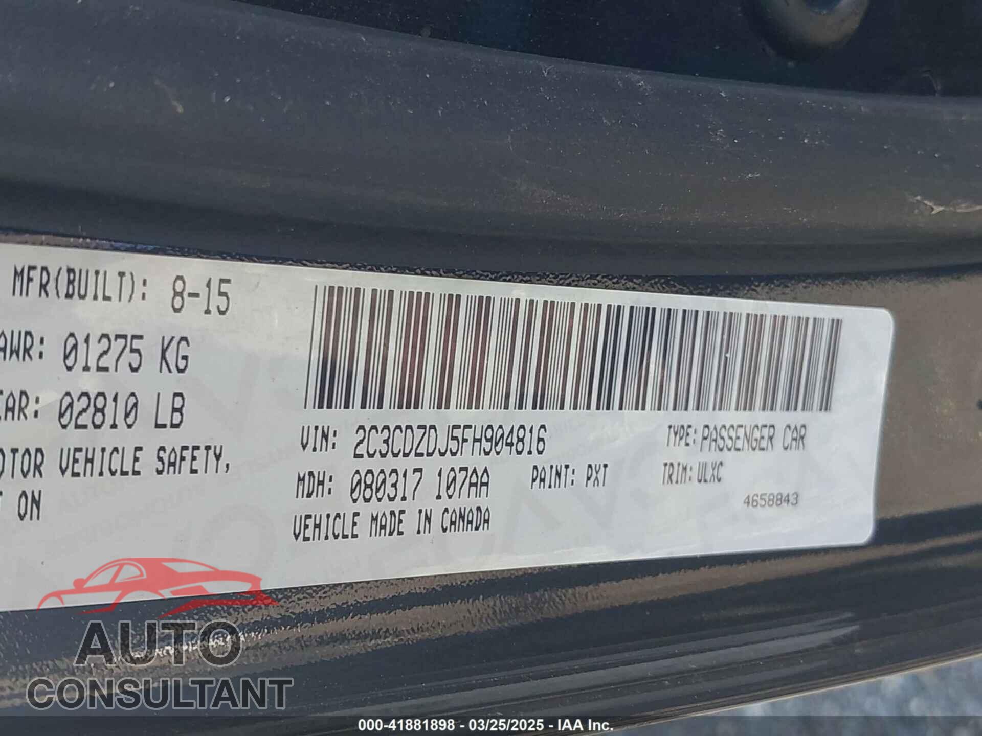 DODGE CHALLENGER 2015 - 2C3CDZDJ5FH904816