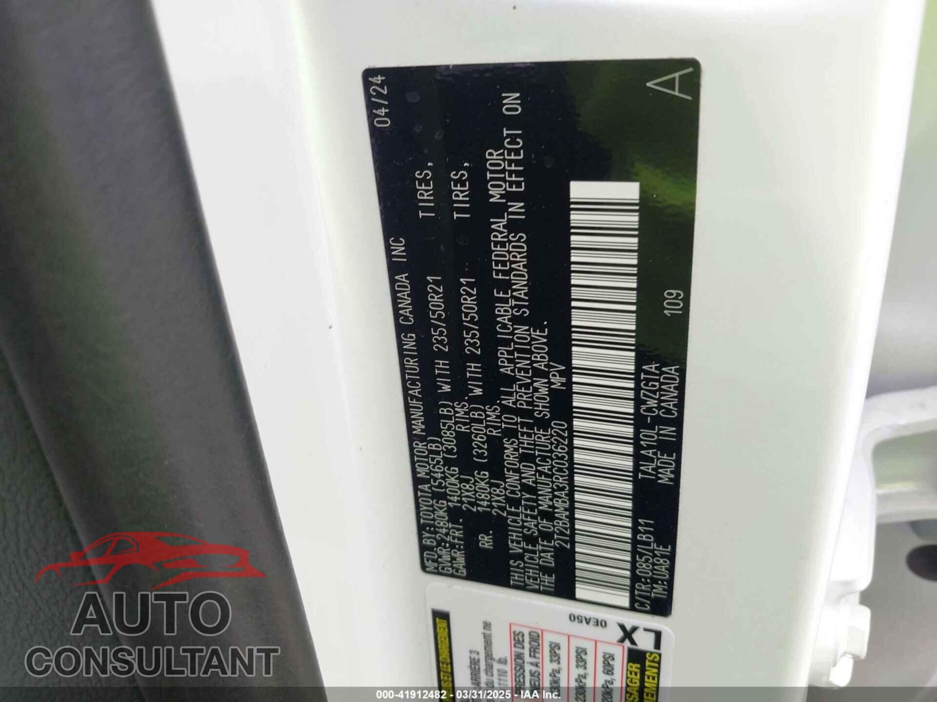 LEXUS RX 350 2024 - 2T2BAMBA3RC036220