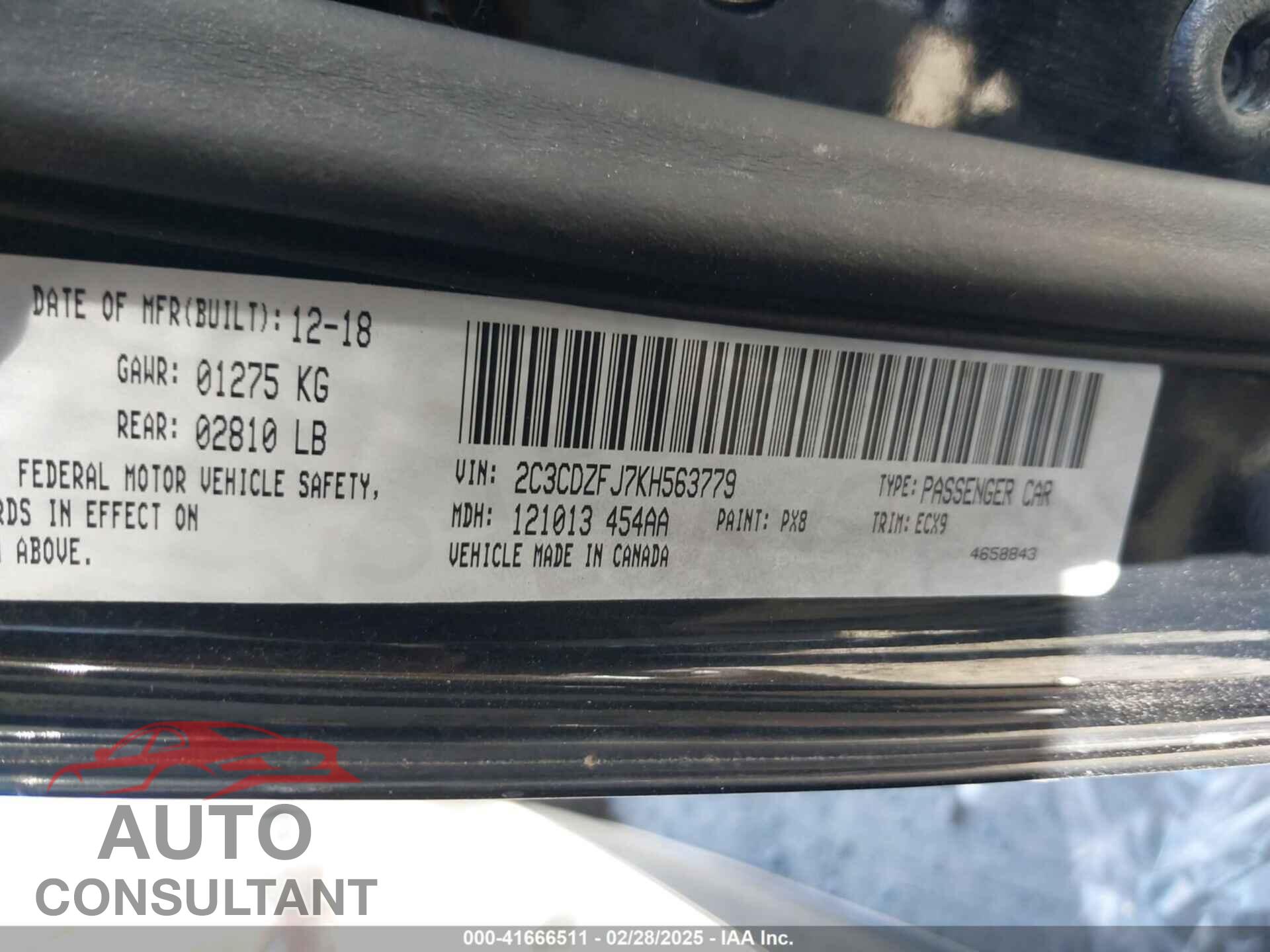 DODGE CHALLENGER 2019 - 2C3CDZFJ7KH563779