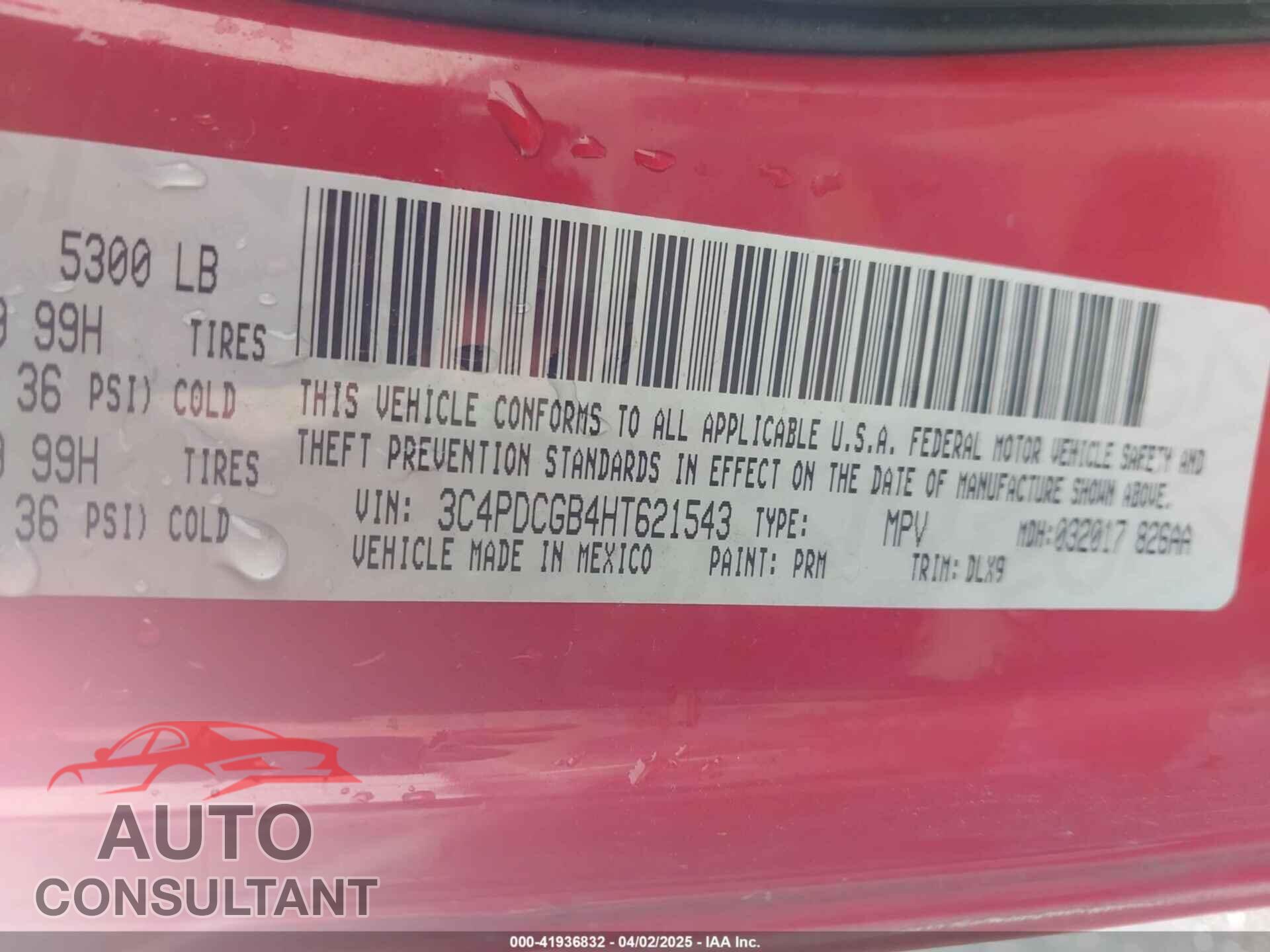DODGE JOURNEY 2017 - 3C4PDCGB4HT621543