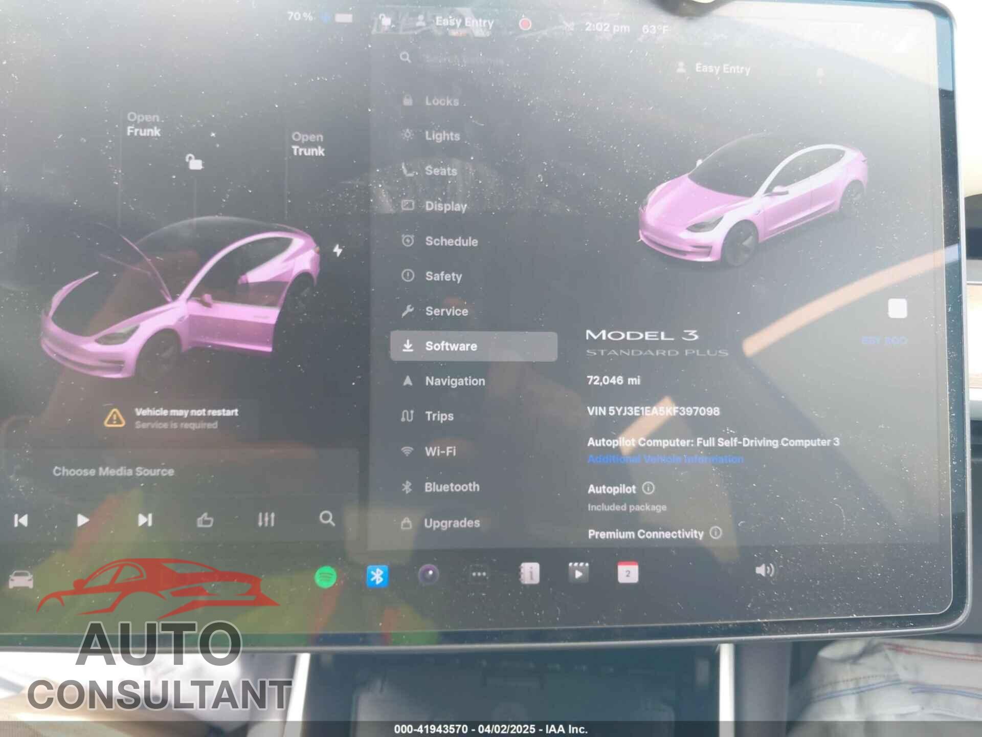 TESLA MODEL 3 2019 - 5YJ3E1EA5KF397098