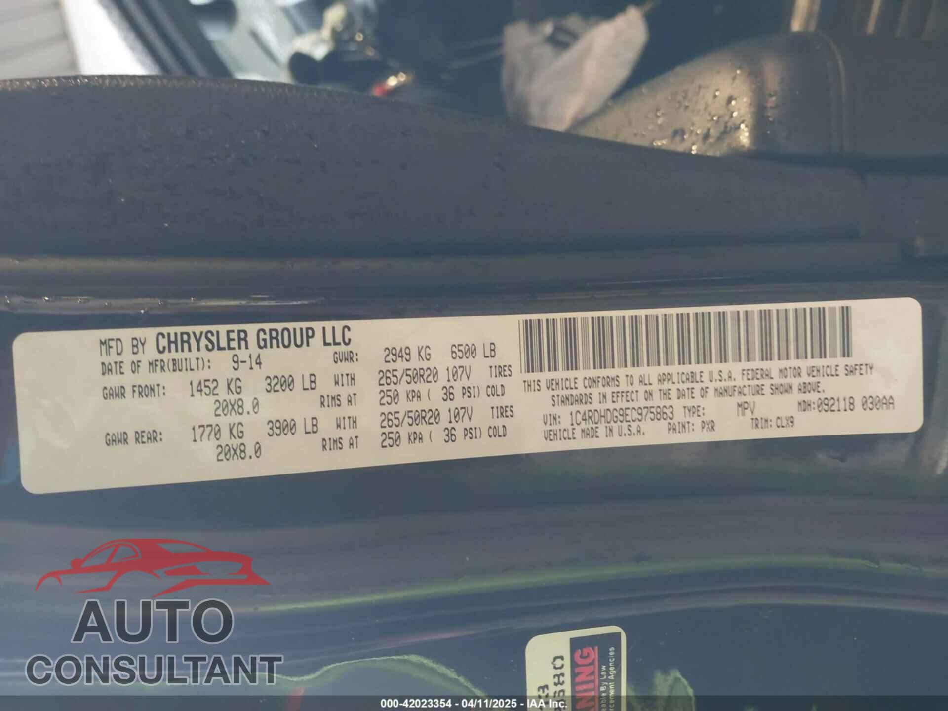 DODGE DURANGO 2014 - 1C4RDHDG9EC975863
