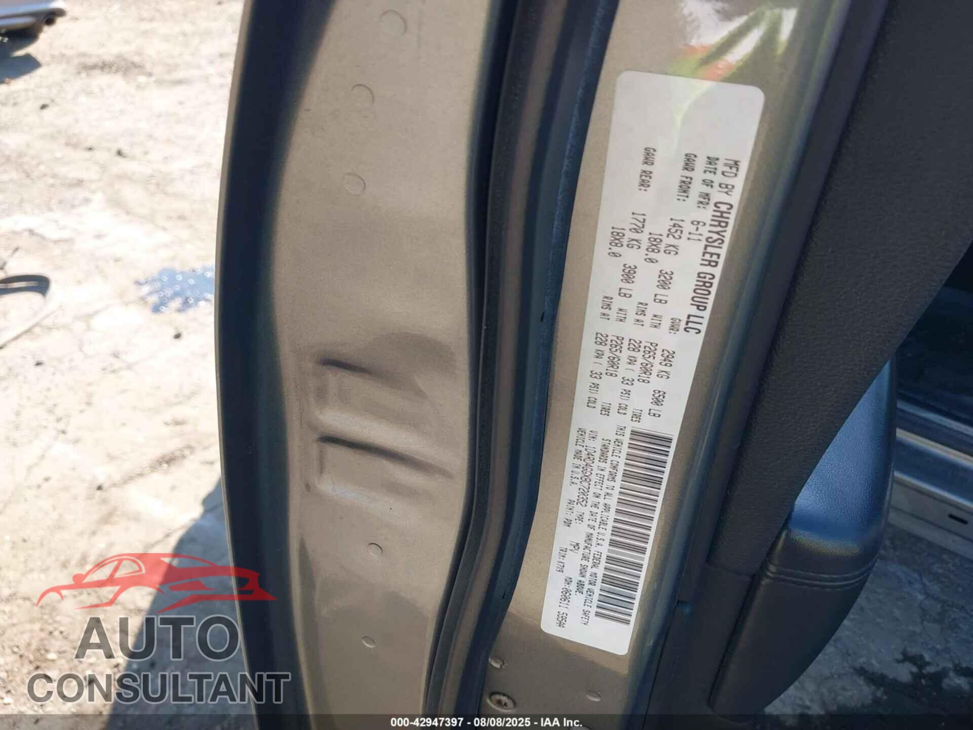 DODGE DURANGO 2011 - 1D4RD4GGXBC720352