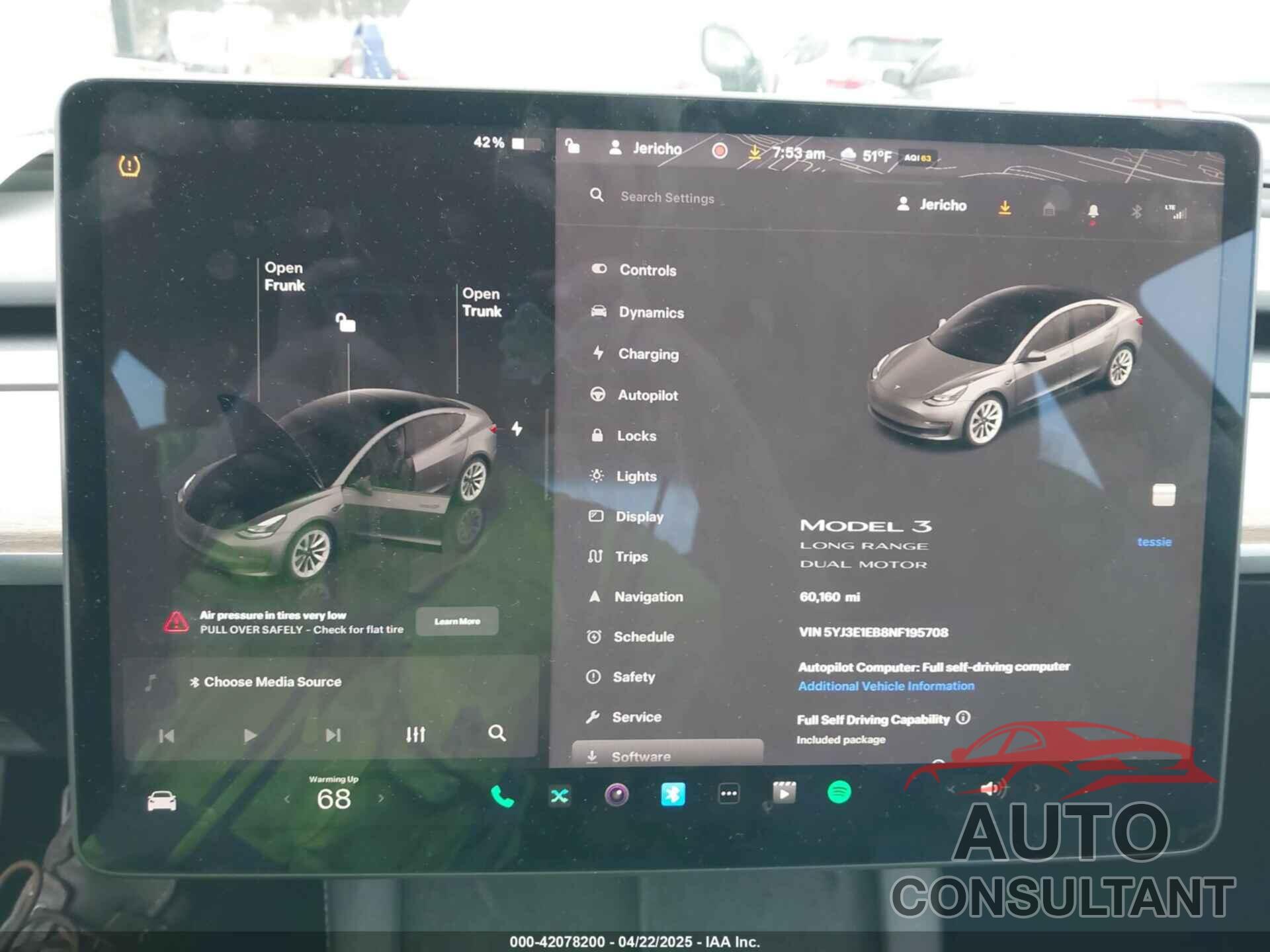 TESLA MODEL 3 2022 - 5YJ3E1EB8NF195708