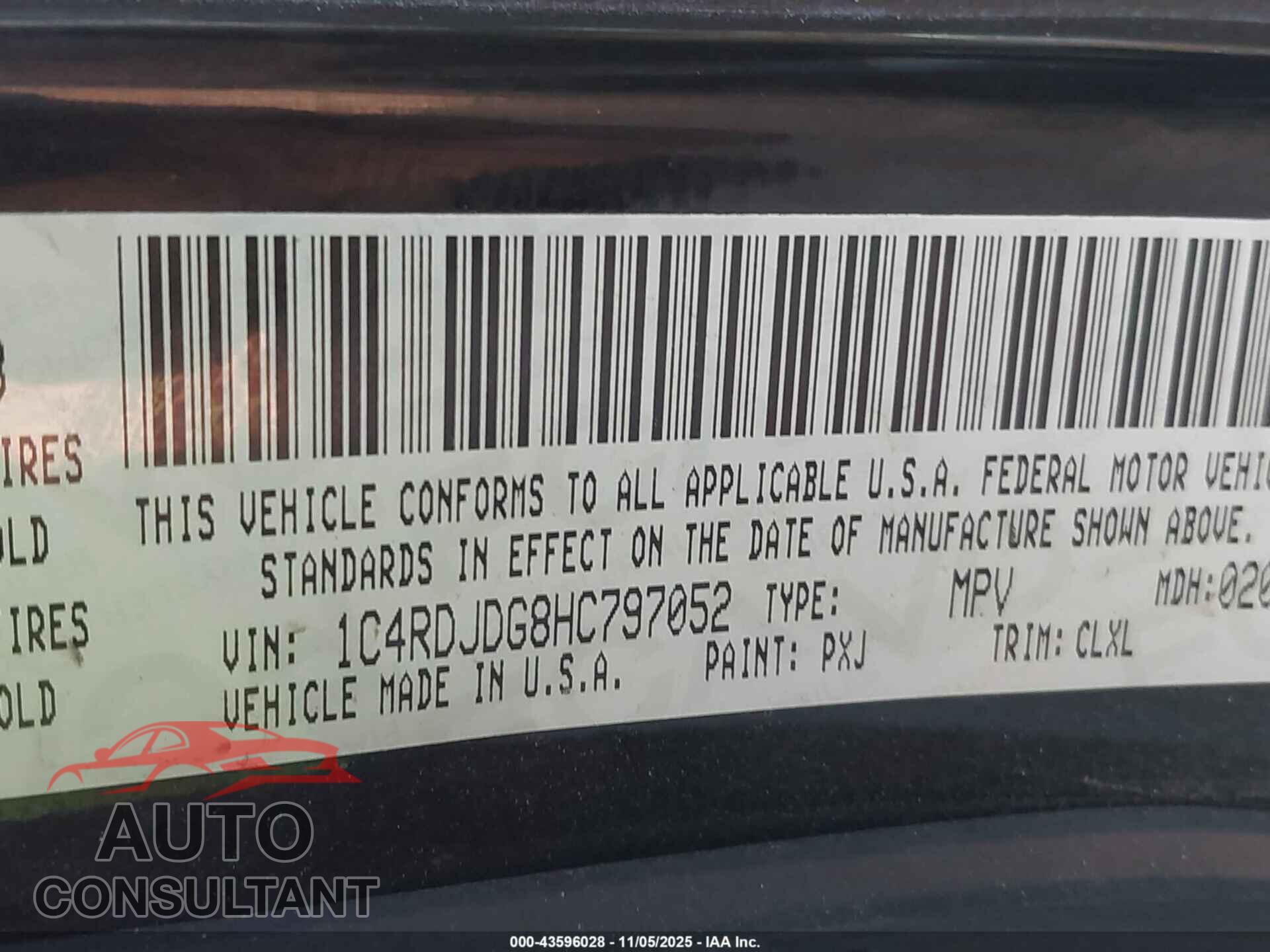 DODGE DURANGO 2017 - 1C4RDJDG8HC797052