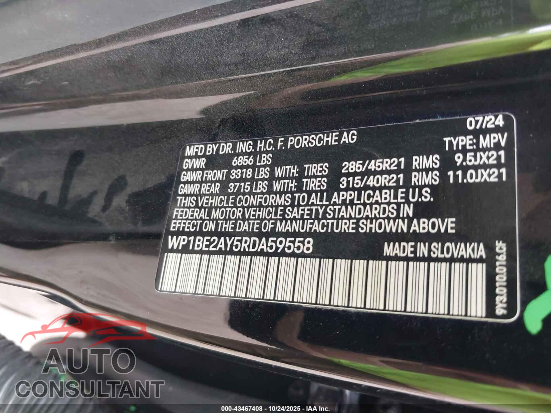 PORSCHE CAYENNE E-HYBRID COUPE 2024 - WP1BE2AY5RDA59558