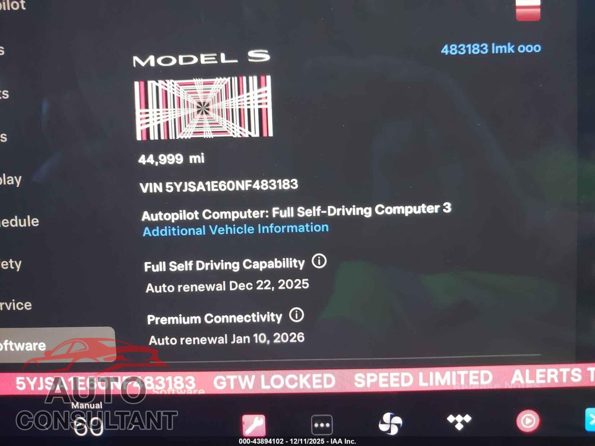 TESLA MODEL S 2022 - 5YJSA1E60NF483183