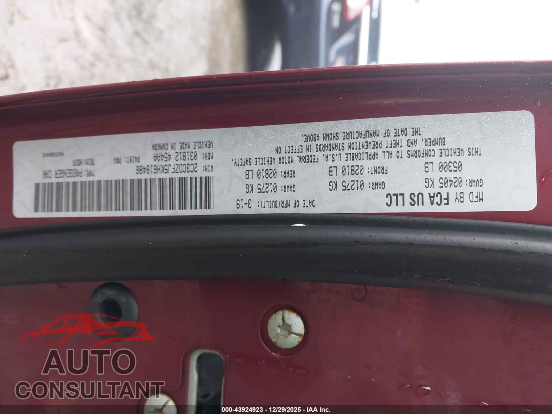 DODGE CHALLENGER 2019 - 2C3CDZFJ5KH618486
