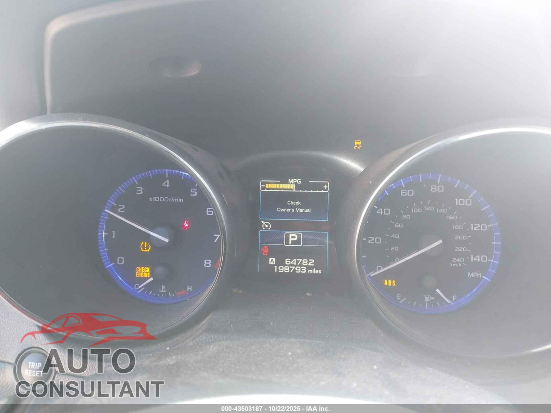 SUBARU OUTBACK 2015 - 4S4BSBDC7F3260546