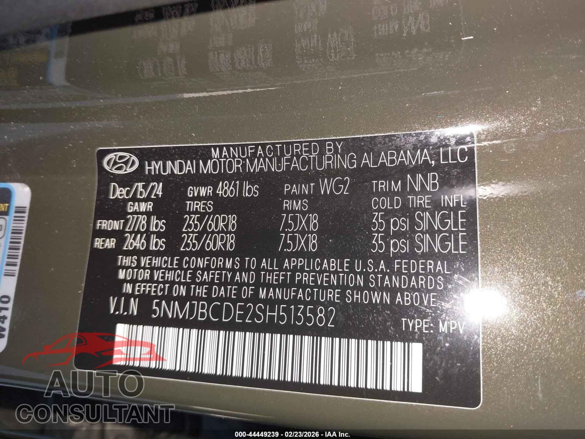 HYUNDAI TUCSON 2025 - 5NMJBCDE2SH513582