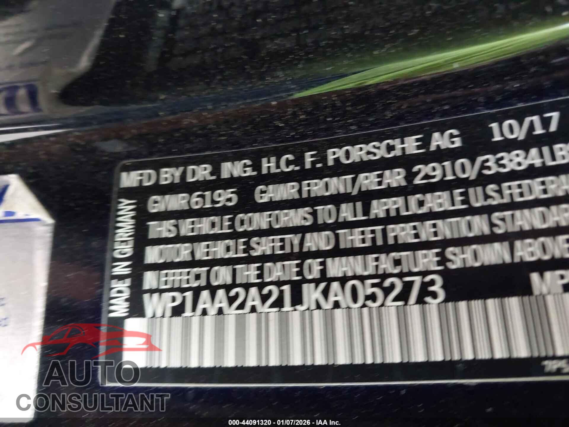 PORSCHE CAYENNE 2018 - WP1AA2A21JKA05273