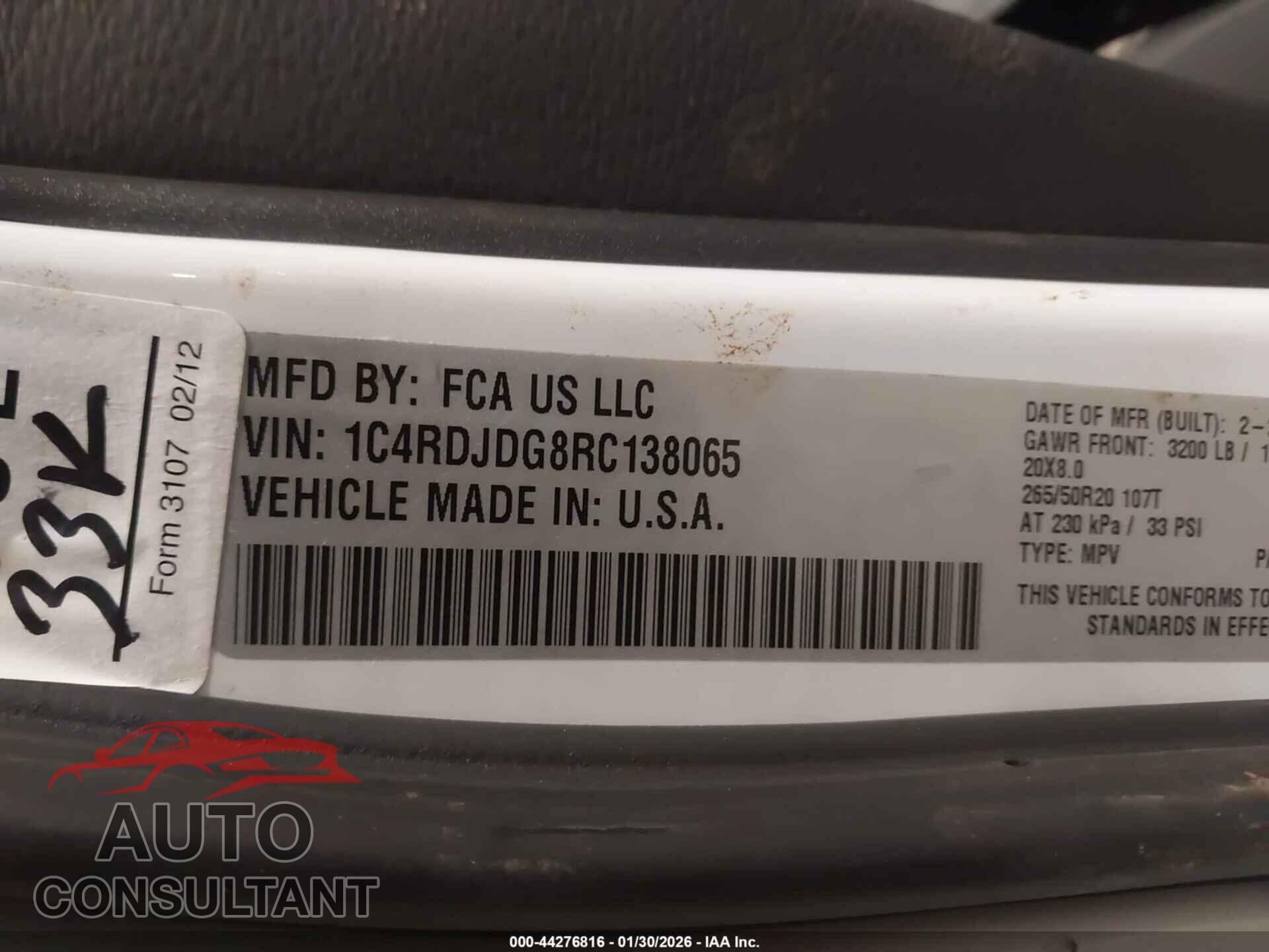 DODGE DURANGO 2024 - 1C4RDJDG8RC138065