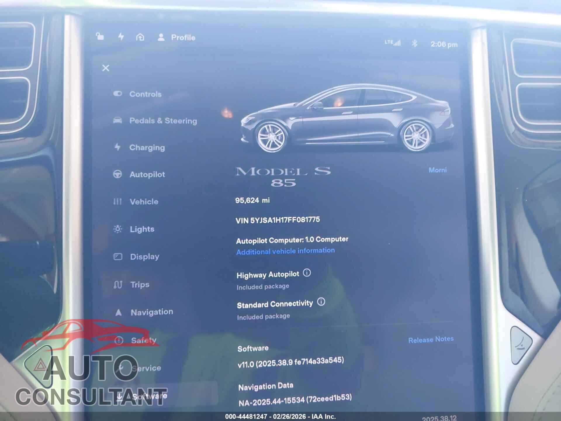 TESLA MODEL S 2015 - 5YJSA1H17FF081775