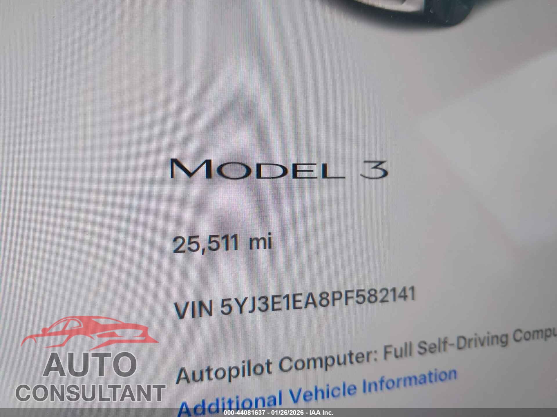 TESLA MODEL 3 2023 - 5YJ3E1EA8PF582141