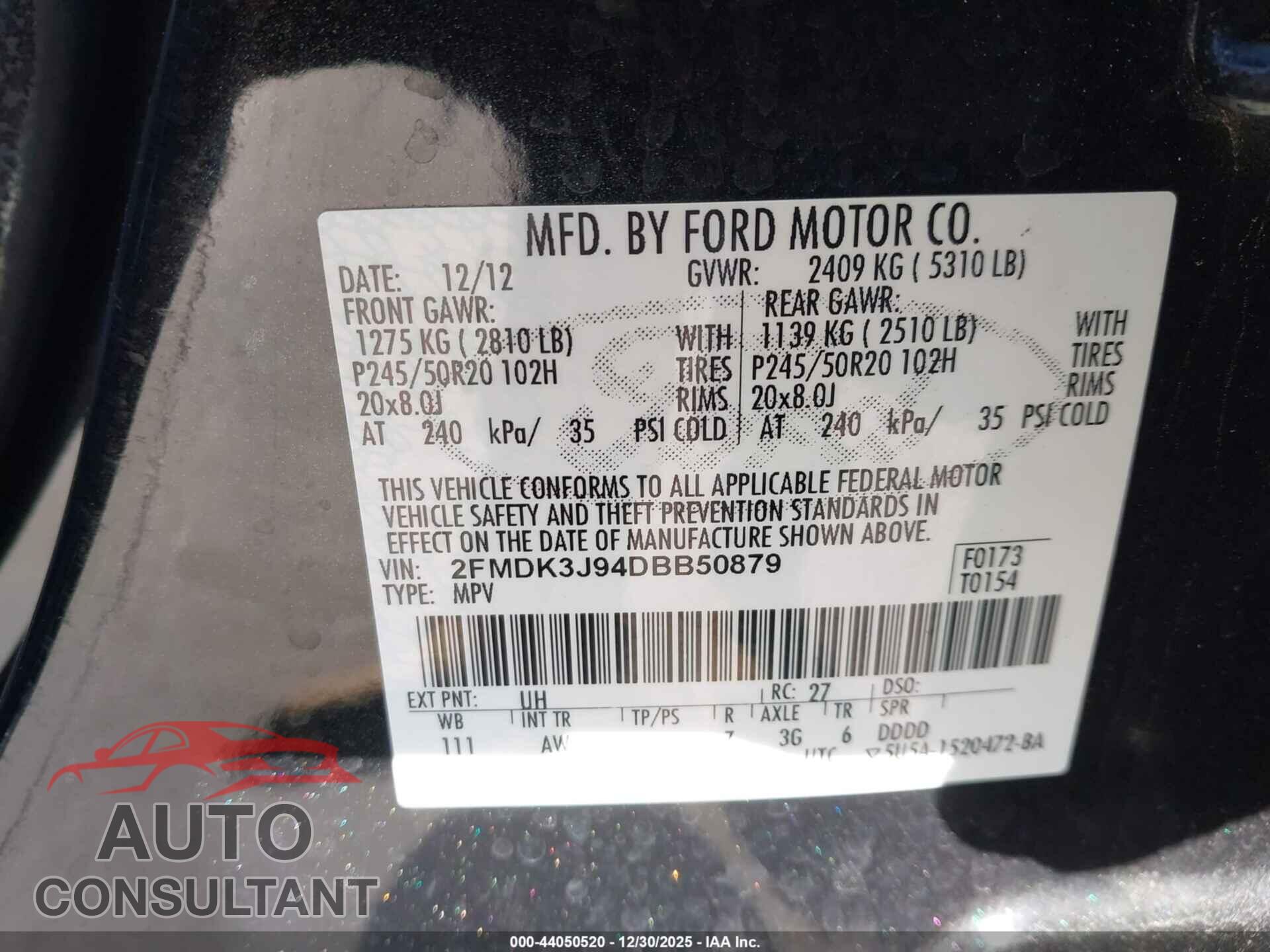 FORD EDGE 2013 - 2FMDK3J94DBB50879