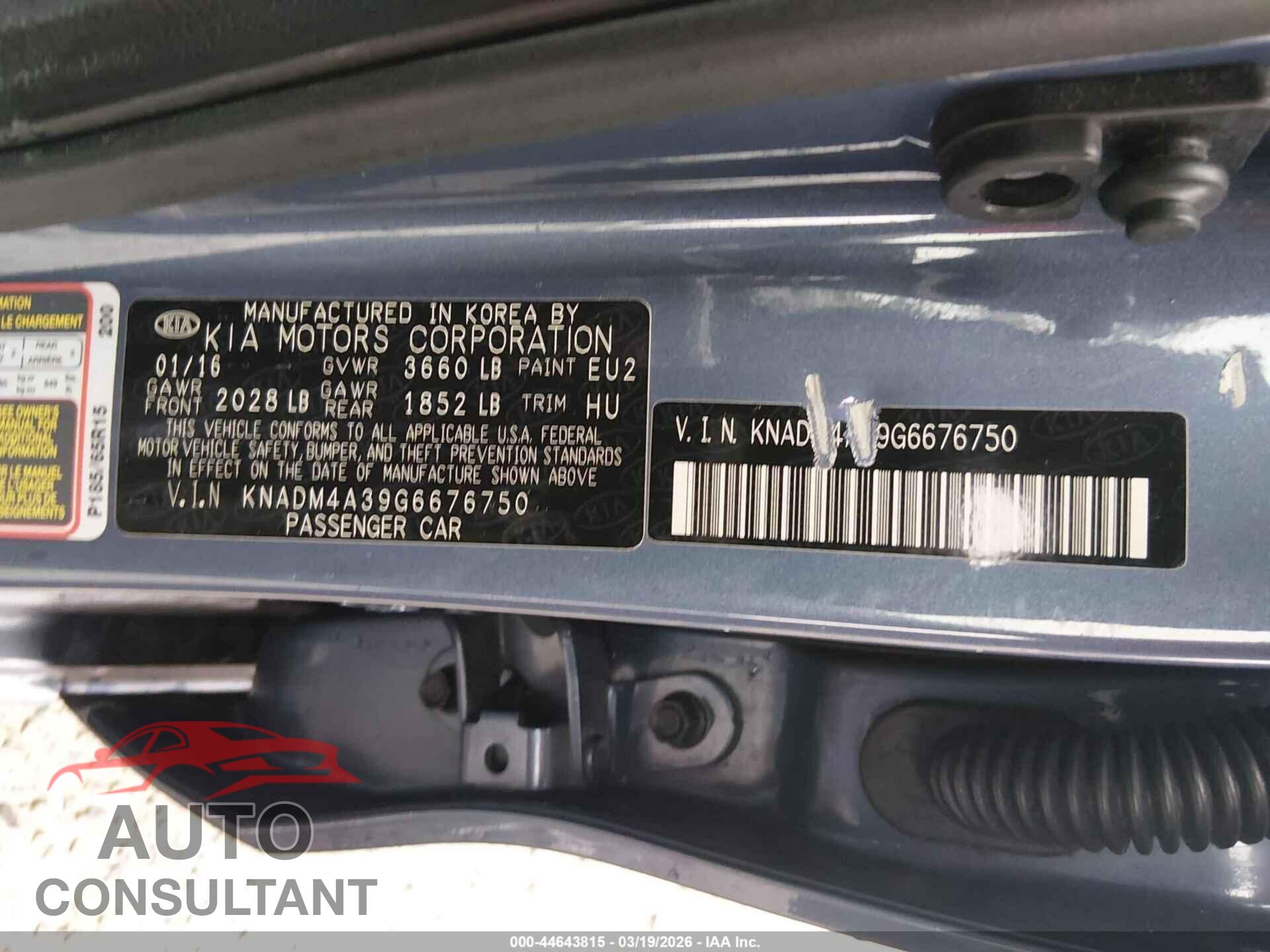 KIA RIO 2016 - KNADM4A39G6676750