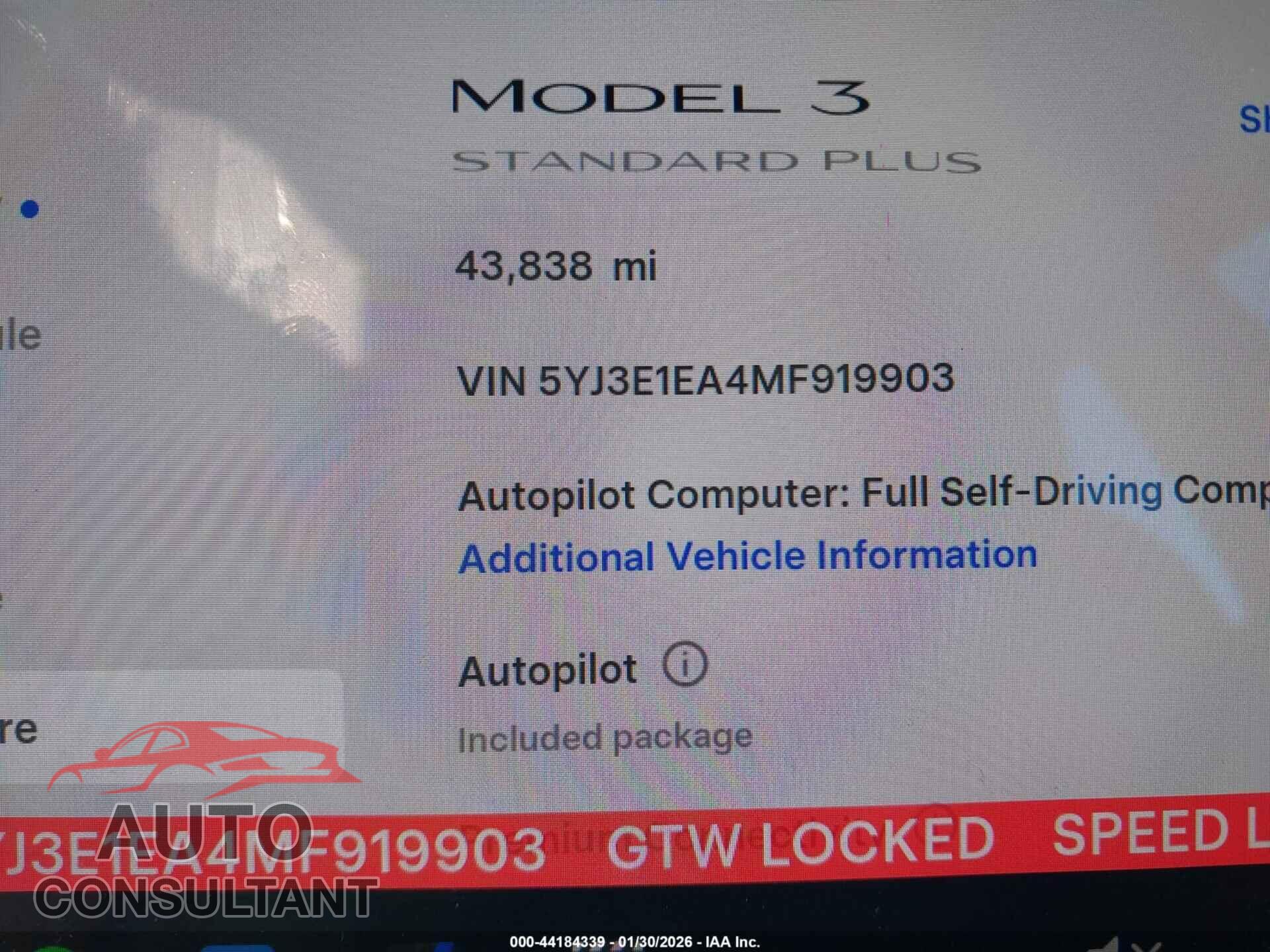 TESLA MODEL 3 2021 - 5YJ3E1EA4MF919903