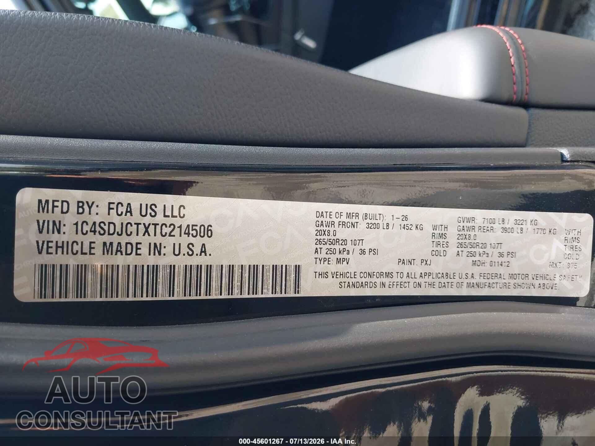 DODGE DURANGO 2012 - 1C4SDJETXCC301934