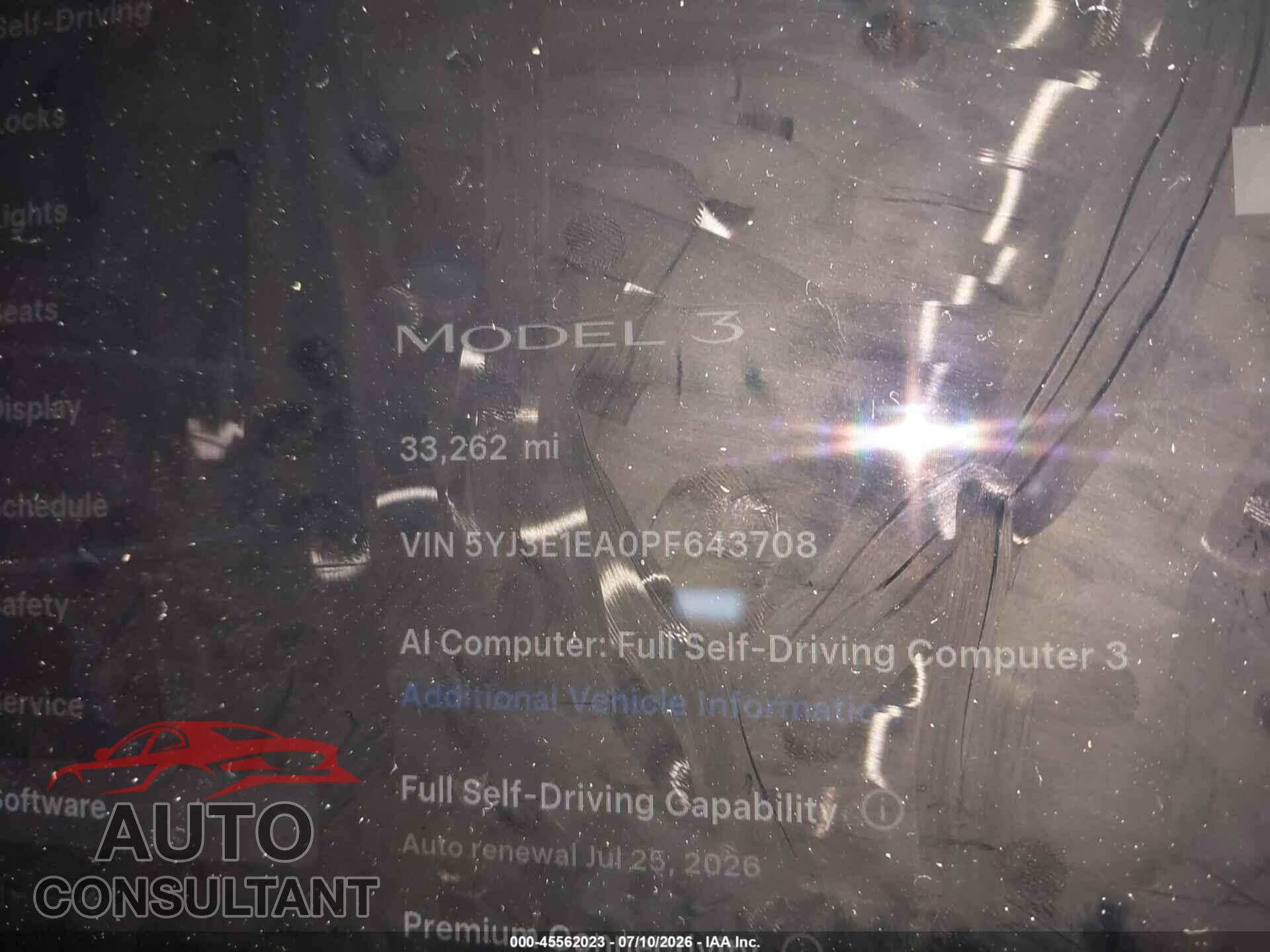 TESLA MODEL 3 2023 - 5YJ3E1EA0PF643708