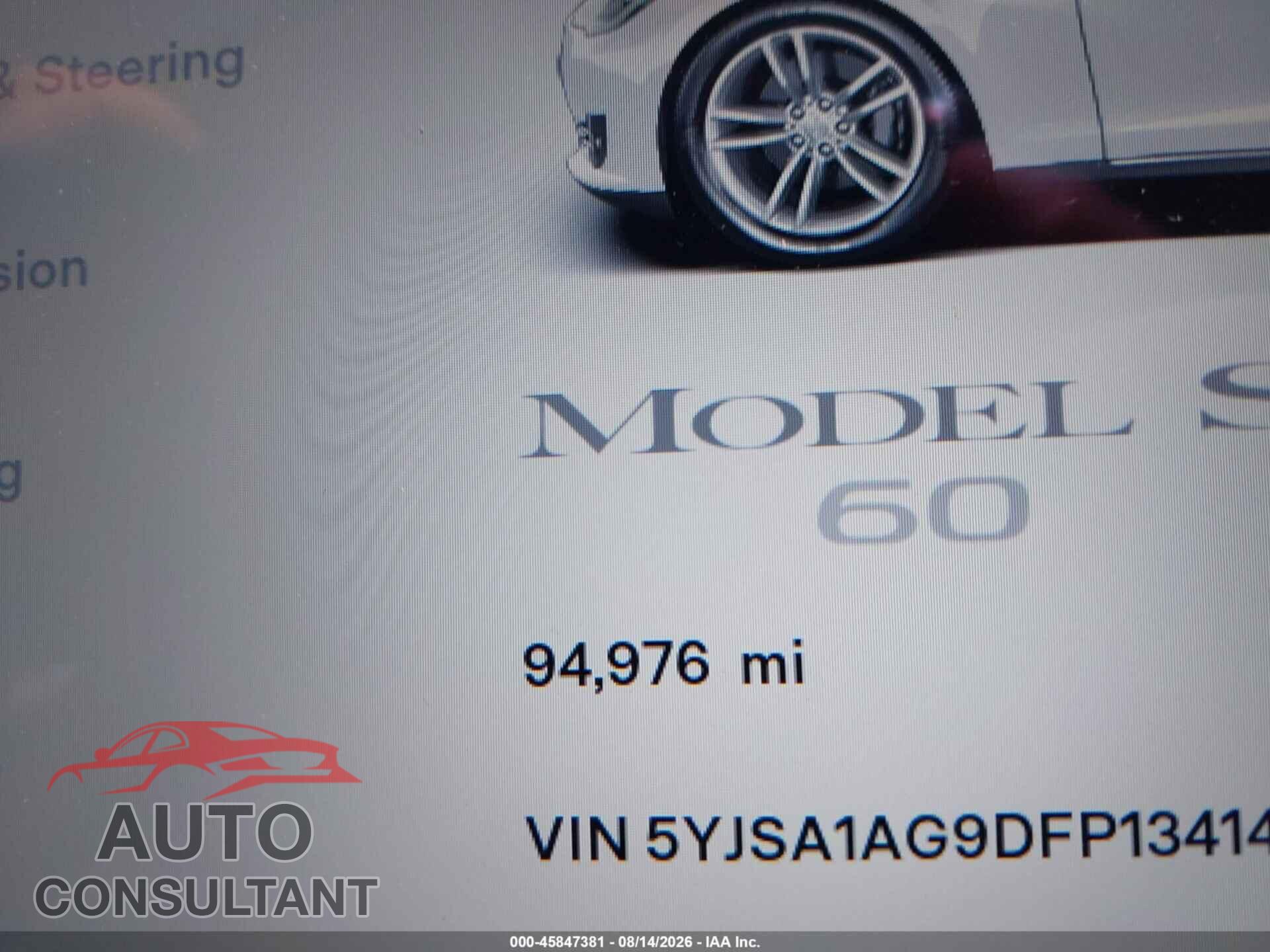 TESLA MODEL S 2013 - 5YJSA1AG9DFP13414